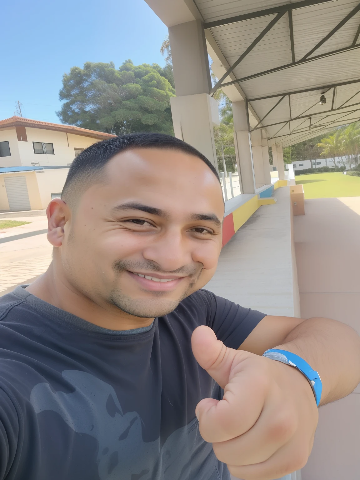 sharpened man giving thumbs up while standing in front of a building, david rios ferreira, icaro carvalho, edu souza, caio santos, Carmelo Blandino, cerca de 3 5 anos, André Rios, powder Nándor Katona, henrique alvim corrêa, Jose Moncada, emad mostaque