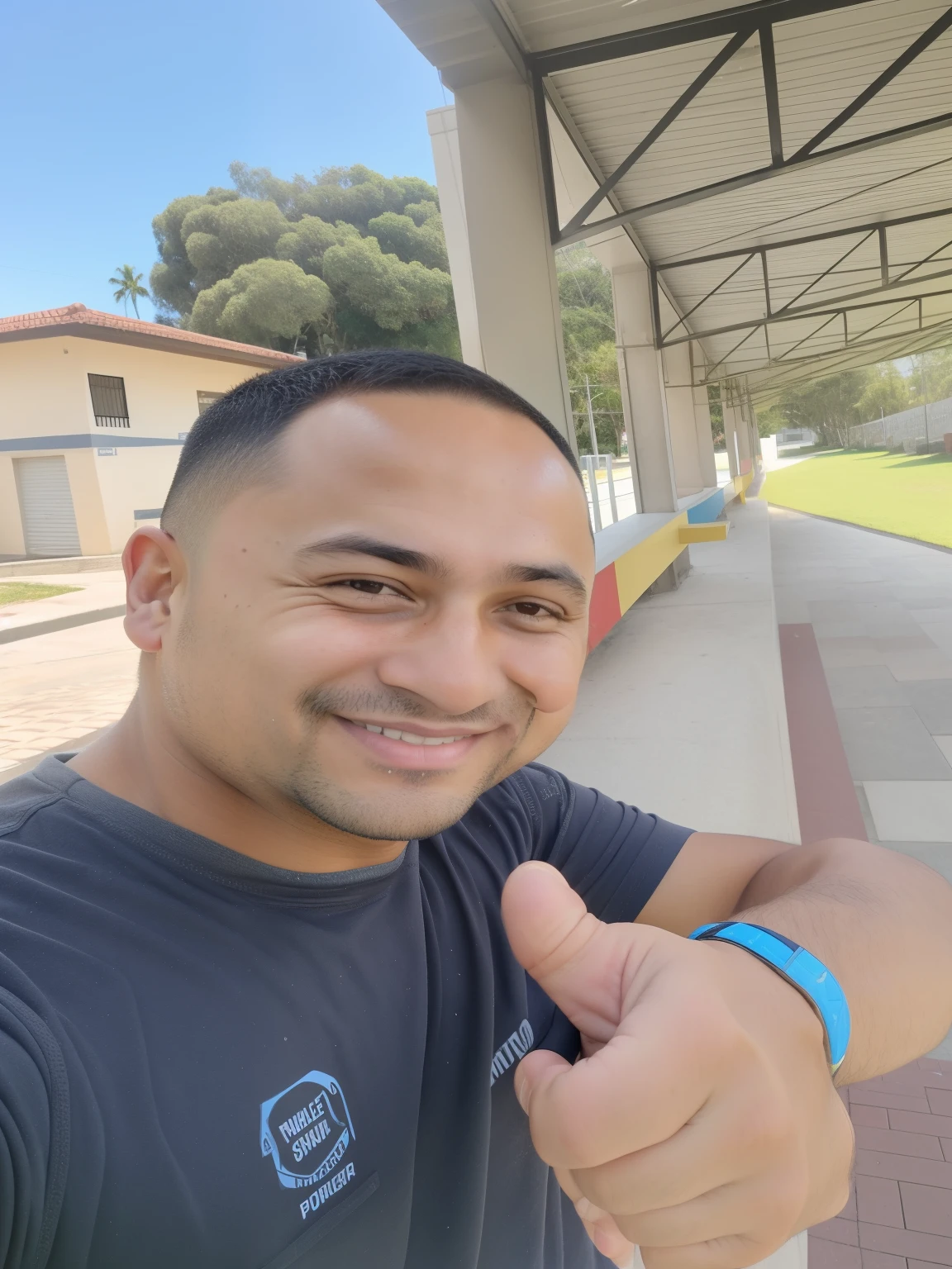 sharpened man giving thumbs up while standing in front of a building, david rios ferreira, icaro carvalho, edu souza, caio santos, Carmelo Blandino, cerca de 3 5 anos, André Rios, powder Nándor Katona, henrique alvim corrêa, Jose Moncada, emad mostaque