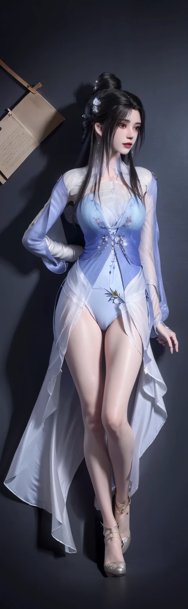 （（（Back photo，Bend the upper body forward，Lying on the black table，Head lying on black table，Messy antique hairstyle，Wearing Tang-made tender pink transparent silk ultra-short Hanfu underwear，Off the shoulders，Show round breast shape，Bare waist 1.8，Backless，Navel exposed 1.5，Transparent thong，Clear tights））)，The design of this Hanfu ultra-short underwear is very exquisite（（Soft extra short pink sheer silk fabric 1.8，Light and soft，smooth，very beautiful）)People can’t help but marvel at the beauty of traditional Chinese costumes。The embroidery patterns on the Hanfu ultra-short underwear are very delicate，Embroidered with peach blossoms，The embroidery craftsmanship is very exquisite，每一针都如丝绸般smooth，like a three dimensional scroll。（back of body 1.8），perfect face，Antique long hair，long eyelashes，Big eyes lying on silkworms，blush，Hydrating lip powder，Open your mouth wide，Exquisite makeup，pure desire，（Exposing fair and slender legs 1.8），（Exquisite slender legs 1.8），（Clear tights1.8），（Off the shoulders膀1.8），（Showing waist 1.8），（Backless部1.8），（exposed butt 1.8），Buttocks raised，Buttocks facing the camera，（nice feet 1.8），（Full body photo 1.8），dorsal view，top view，black background