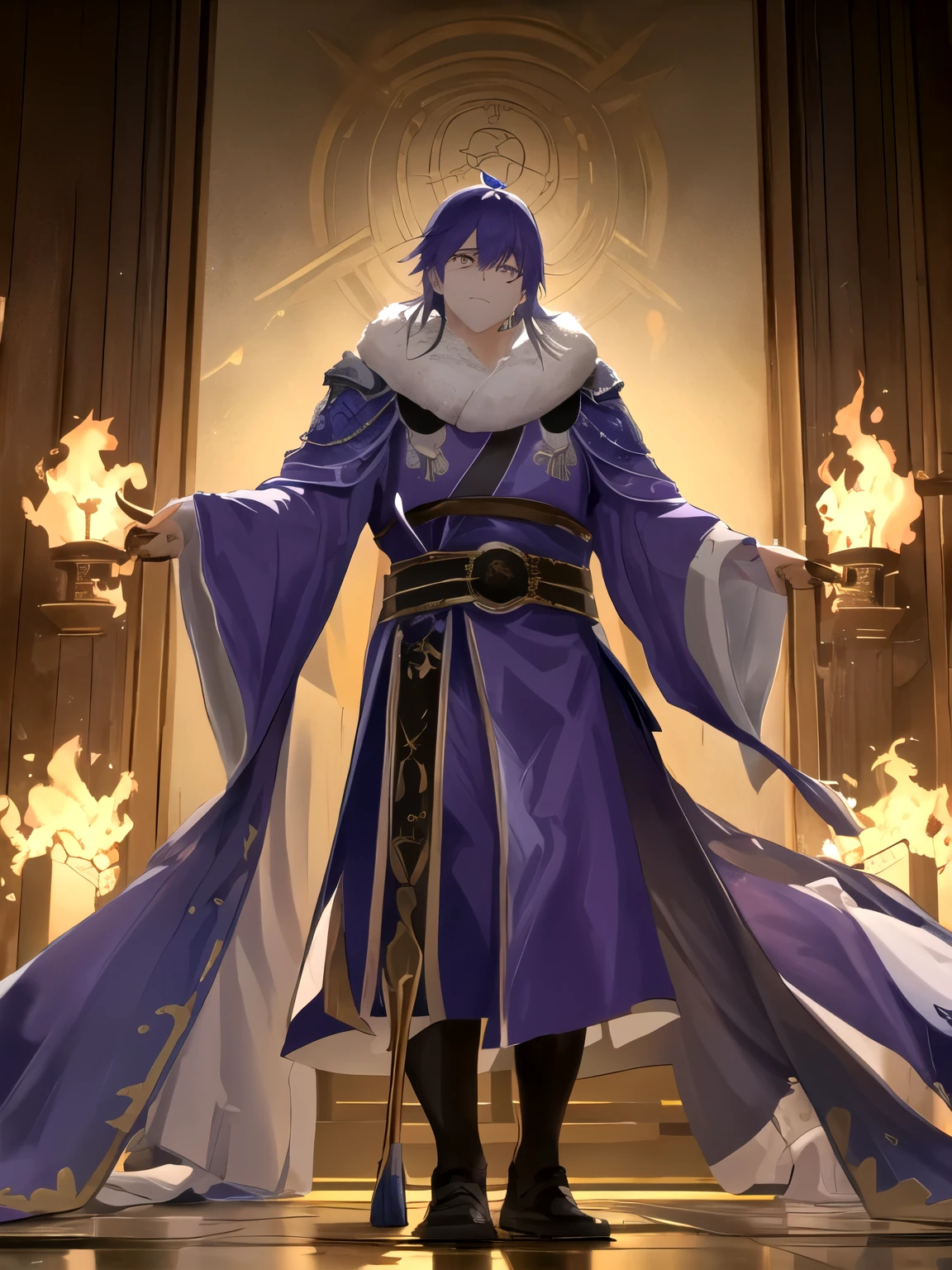 「oh、A great brave man!」
The fat man screamed。Seems big and heavy、Still, she was wearing a luxurious purple robe。So much so that I thought just standing would be a struggle、Maybe there's some support hidden under the robe。That's a stick、Maybe there are people with lentigo。
「The evil demon king has reappeared in this world、They have overrun our land and tormented our people。We are people々In order to save、I summoned you!」
I looked around。In the room、As noticeable as a man in a robe、Honor guardのような騎士が四人いた。they were wearing armor、It was very glittering and had no stains or scratches。Honor guard、Maybe the impression isn't wrong。I was so engrossed that I couldn't believe I had fought。
A magic circle that shines pale gold is drawn on the floor、I was lying peacefully in the center of it。A tall wooden torch is mounted on the white marble wall、The room was brightly illuminated。