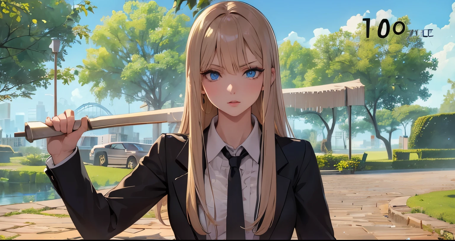 (masterpiece, best quality:1.4), (extremely detailed, 8k, uhd), cinematic shot, natural lighting, ultra highres, vibrant rich colors, (beautiful, aesthetic, perfect, delicate, intricate:1.2), (sharp focus, from front:1.3), eye level shot, 1girl, portrait of a anime girl, young, blonde hair, (extremely hot, attractive, beautiful, sexy, feminine:1.2) serious expression, serious look, serious eyes, expressive blue eyes, long eyelashes, relaxed,(beautiful detailed face, highly detailed skin, blue eyes), gorgeous, breathtaking beauty, seductive, captivating, pale skin, perfect female figure, (slim:0.5), (highly saturated lipstick, luscious thick lips), intricate details, daytime, award winning photography, detailed background, volumetric fx, anime, hyper-detailed