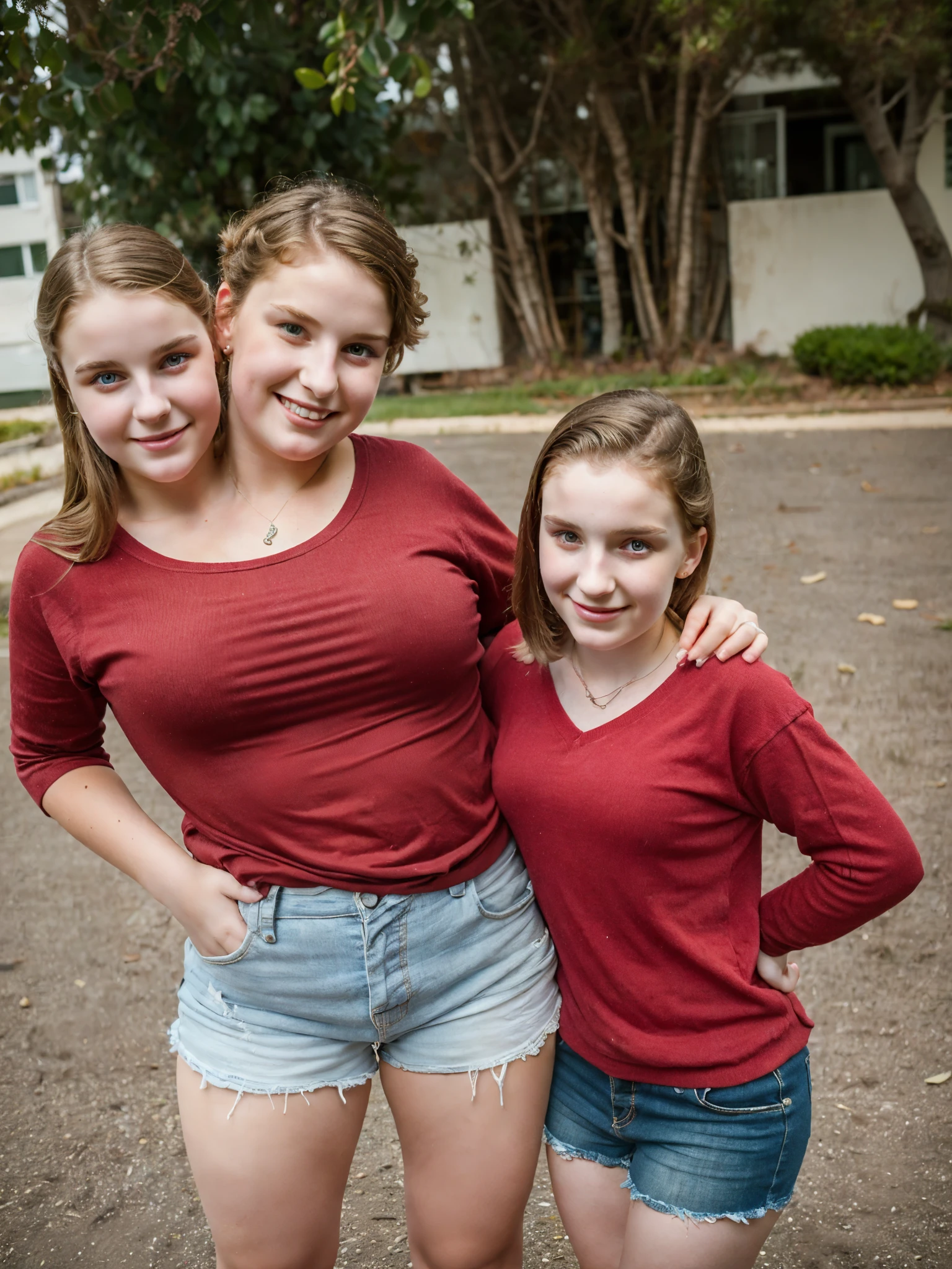 2heads, two headed girl, (a girl and a 25 year old woman:1.5)