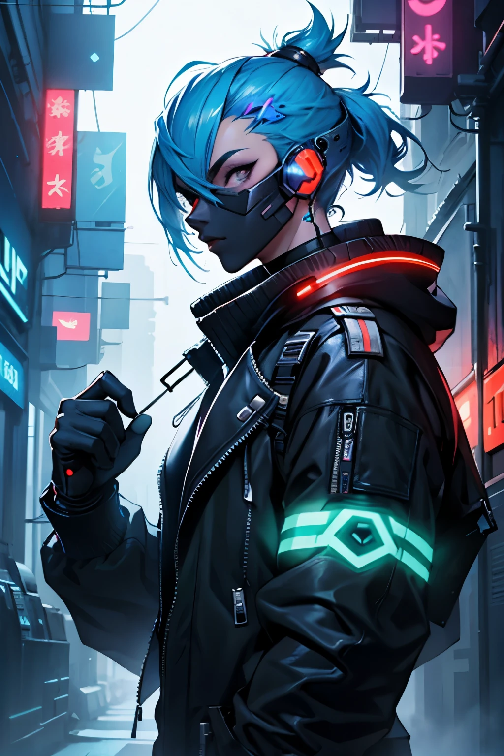 A futuristic cyber punk style character