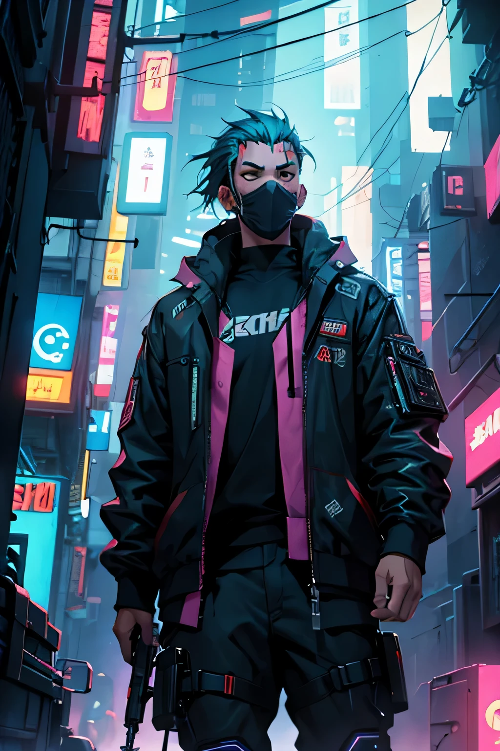 Crie um personagem simples no estilo cyberpunk
