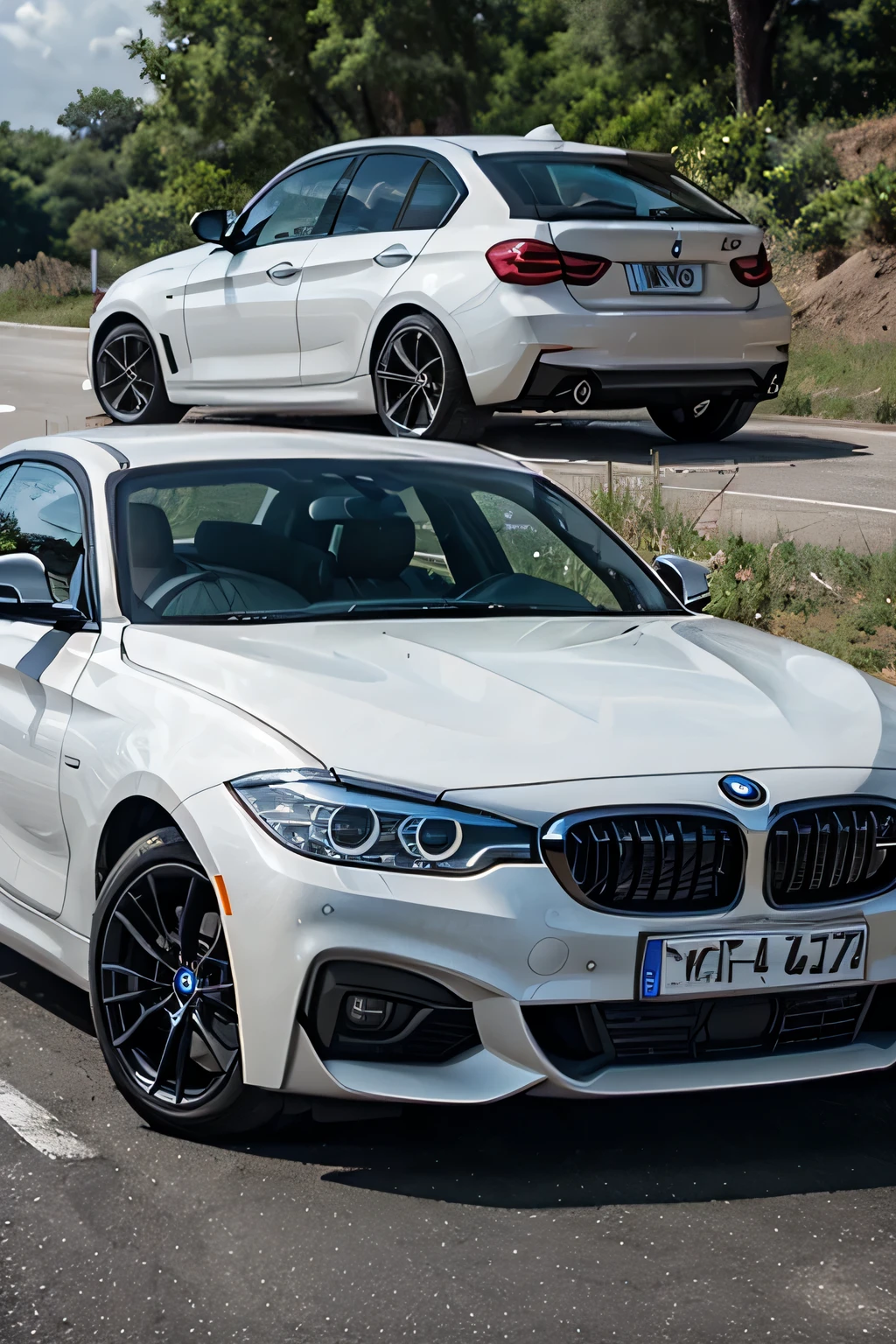 Have three ideas for an engaging thumbnail for my video titled 2014 BMW 118i Turbo. The video is about the 2014 BMW 118i Turbo car,A COR DO CARRO DEVE SER BRANCA, O CARRO COMPLETAMENTE DO LADO.,A COR DO CARRO DEVE SER BRANCA, if it is CHEAP TO MAINTAIN, if it's a good car. Provide a detailed description of the thumbnail, incluindo o assunto principal, fundo, cores, elementos de texto, estilo visual, graphics/illustrations, Composition, efeitos, emotions/sentimentos, and any reference images that should be considered.