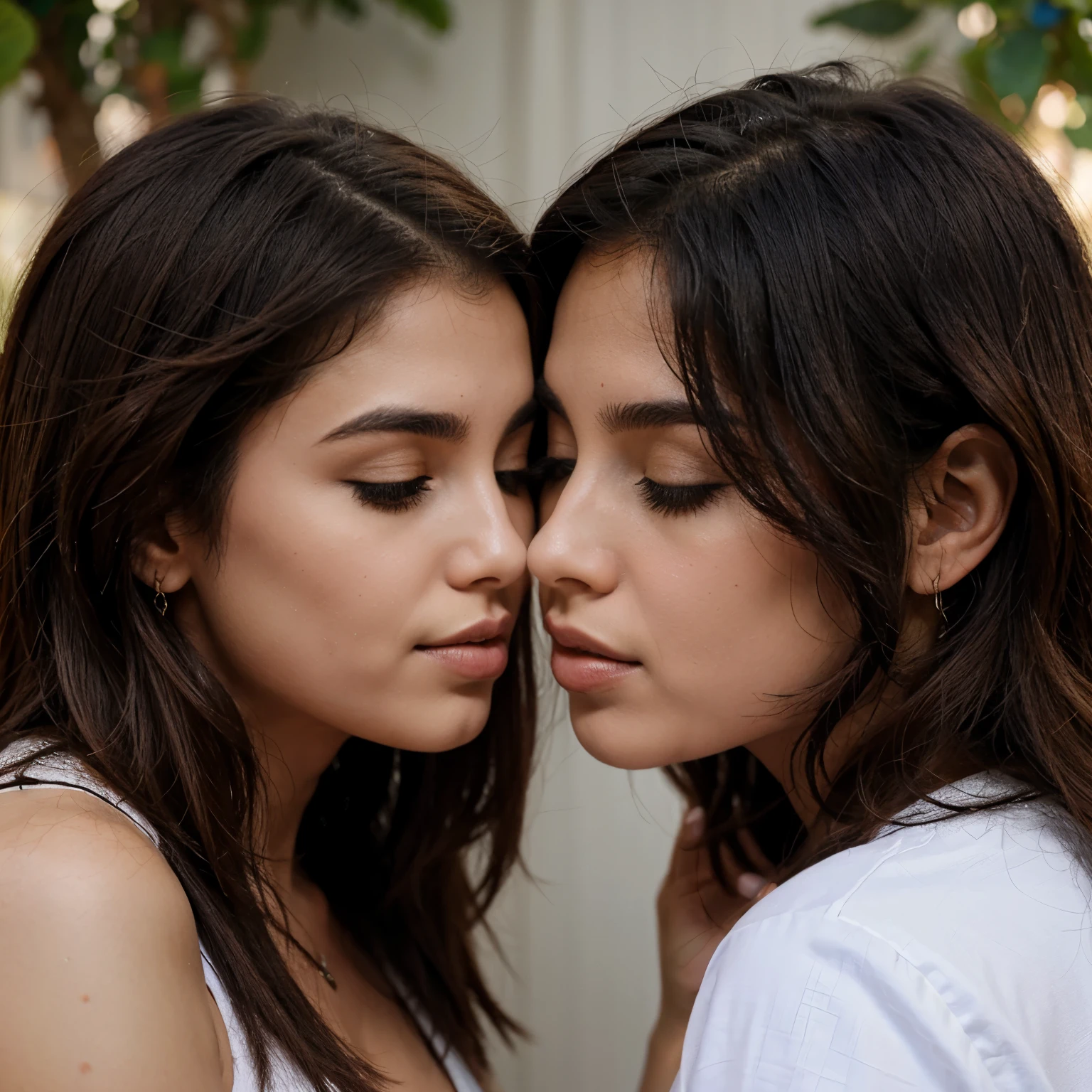 Duas loiras nuas se beijando