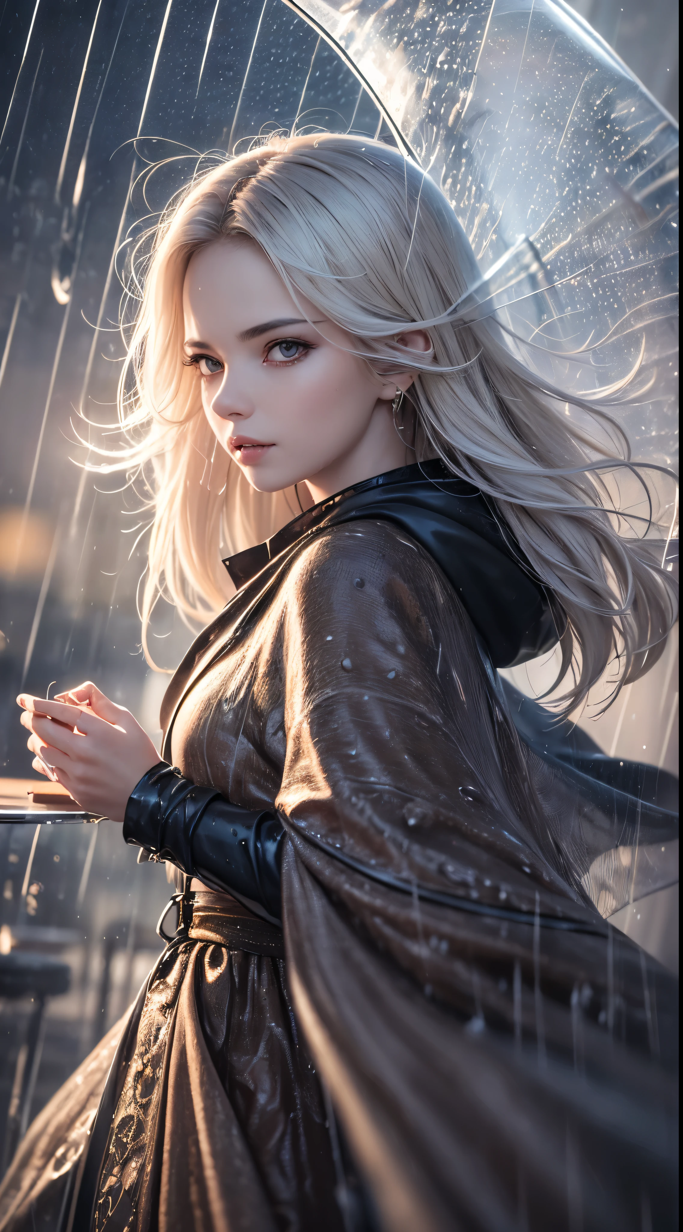 (skin dents:1.5), realistic, realistic, (table top:1.5), concept art, intricate details, very detailed, realistic, octane rendering, 8k, unreal engine, dynamic pose, highest quality, High resolution, (realistic face:1.1), (超realistic:1.1), ((full_body)), perfect eyes,(shiny skin:1.2), (((hairstyle))), (((完璧な手のvery detailed背景), haunted island, ((dynamic background)), ((lightning)), (light), (1 girl), wearing a cloak, (((flowing cloak))), ((fine eyes, high quality eyes, high quality face)), long hair, (((flowing hairstyle))), 1 girl ((controlling water)), (((whirlwind of water))), Ocean, tsunami, magic, (make a dramatic performance, written boundary depth, Bokeh, 4k, gothic, ((rain)), energy ball between hands