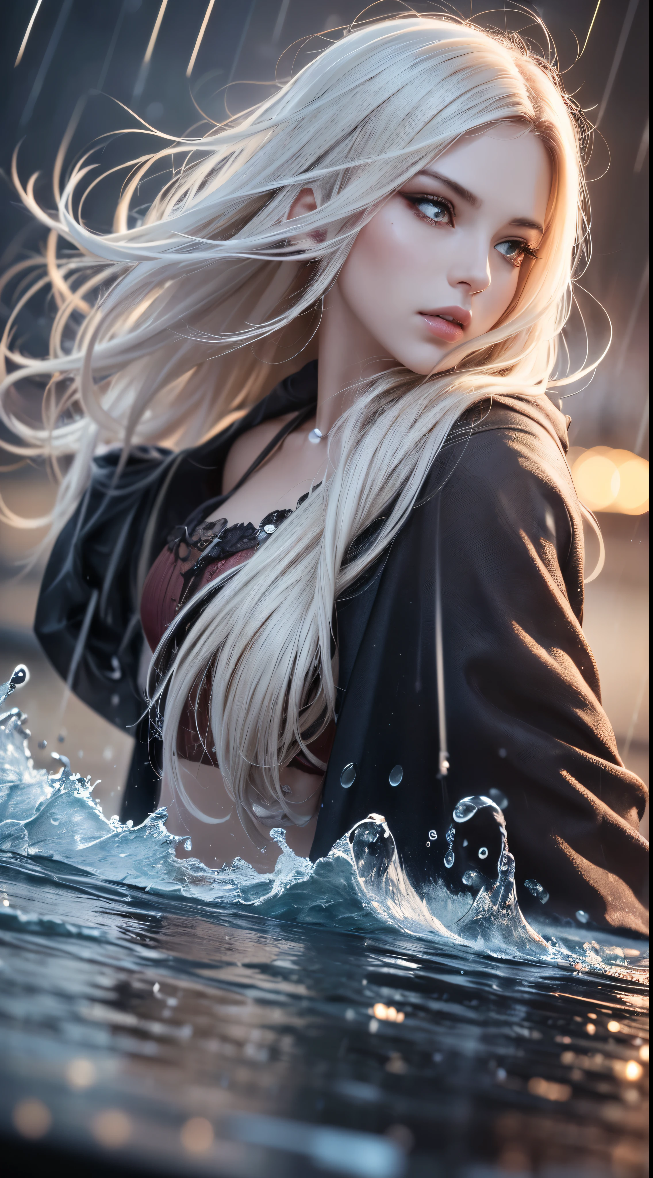 (skin dents:1.5), realistic, realistic, (table top:1.5), concept art, intricate details, very detailed, realistic, octane rendering, 8k, unreal engine, dynamic pose, highest quality, High resolution, (realistic face:1.1), (超realistic:1.1), ((full_body)), perfect eyes,(shiny skin:1.2), (((hairstyle))), (((完璧な手のvery detailed背景), haunted island, ((dynamic background)), ((lightning)), (light), (1 girl), wearing a cloak, (((flowing cloak))), ((fine eyes, high quality eyes, high quality face)), long hair, (((flowing hairstyle))), 1 girl ((controlling water)), (((whirlwind of water))), Ocean, tsunami, magic, (make a dramatic performance, written boundary depth, Bokeh, 4k, gothic, ((rain)), energy ball between hands