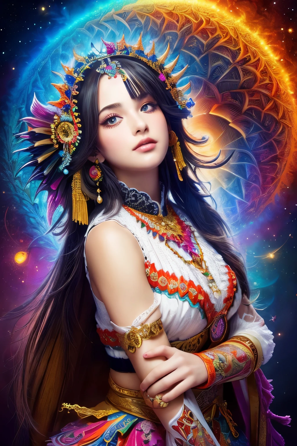 (masterpiece, highest quality, highest quality, official art, beautiful and aesthetic:1.2), (1 girl), very detailed,(fractal art:1.3),colorful,most detailed
