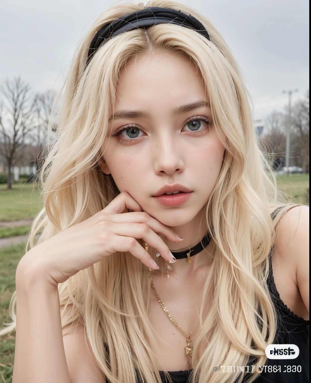 un primer plano de una mujer con cabello rubio y un top negro, chica perfecta de pelo blanco, ava max, una chica con cabello rubio, con el pelo largo y blanco, con pelo largo y rubio, chica con pelo blanco, extremely pale blonde hair, pelo largo y rubio y ojos grandes, con pelo largo y blanco, su cabello es blanco, very very pale blonde hair