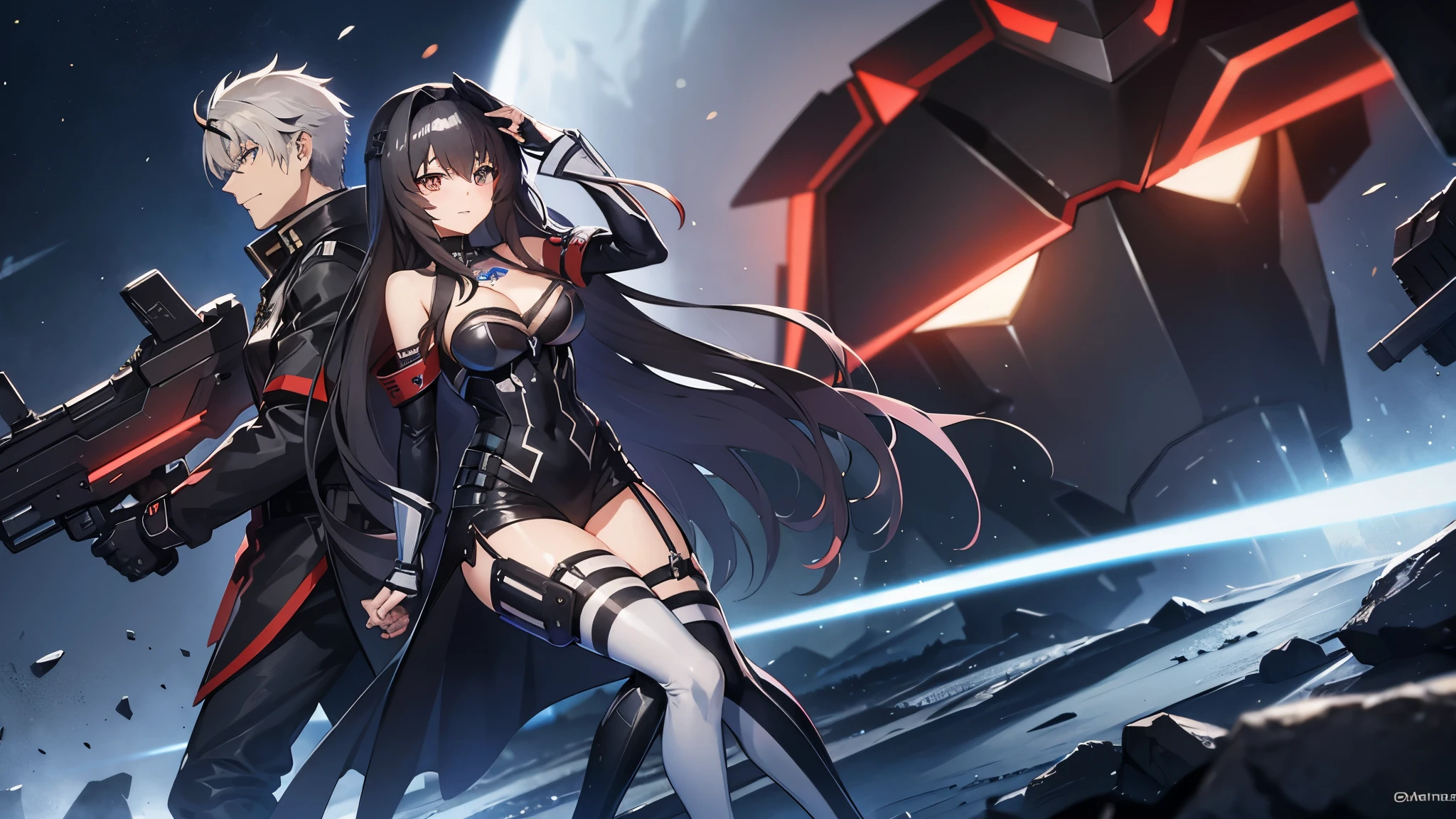Anime (Schwarzesmarken), Mech (Schwarz, Rot), Stehend, In Schnee