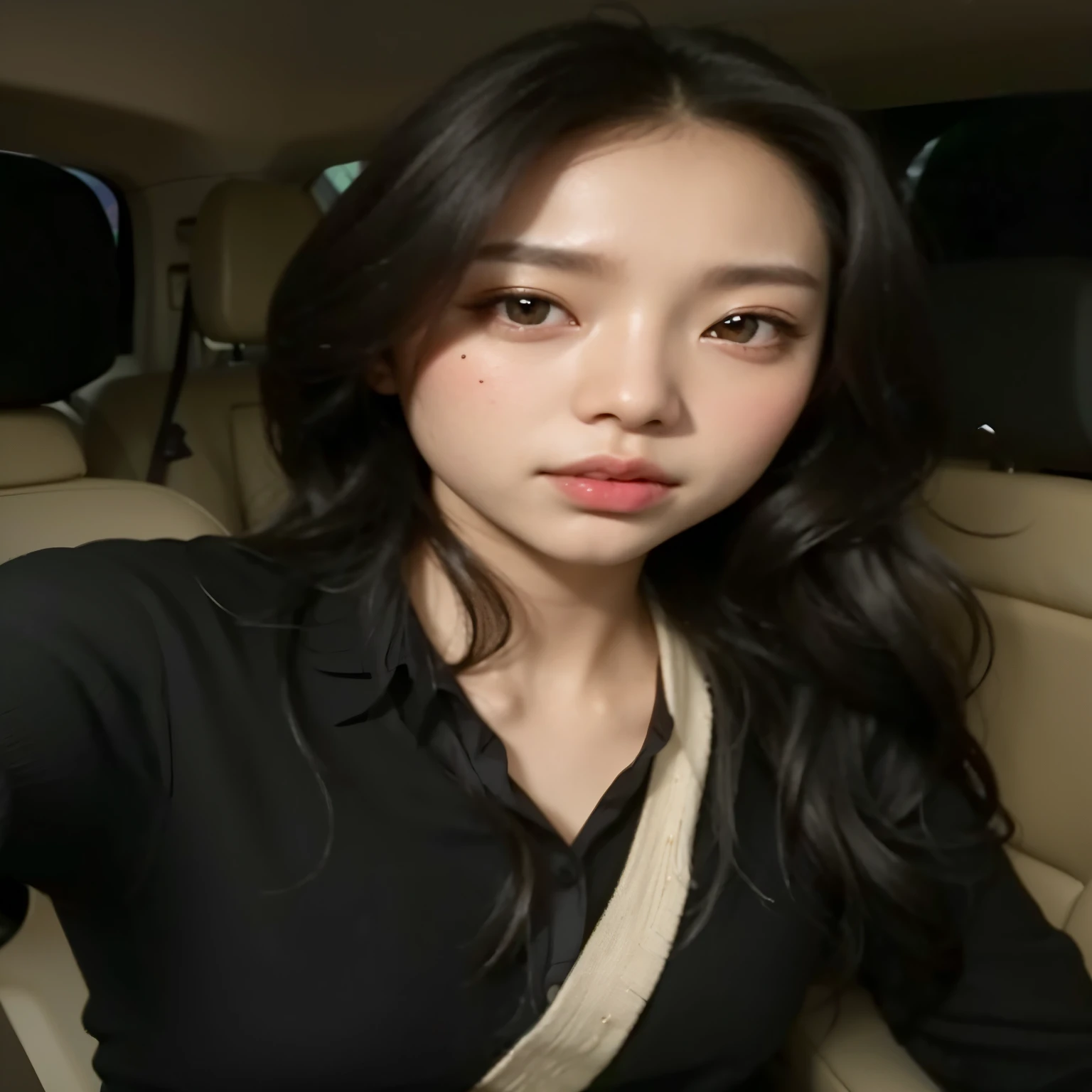 a closeup of a woman sitting in a car with a cell phone, heonhwa choe, jisoo de blackpink, Hwang se - es, Jennie rosa negra, Jisoo de Blackpink, lee ji - eun, lee ji-eun, hermosa mujer surcoreana, sun yunjoo, muchacha coreana, hermosa joven coreana, actriz femenina de corea, pale korean adorable face