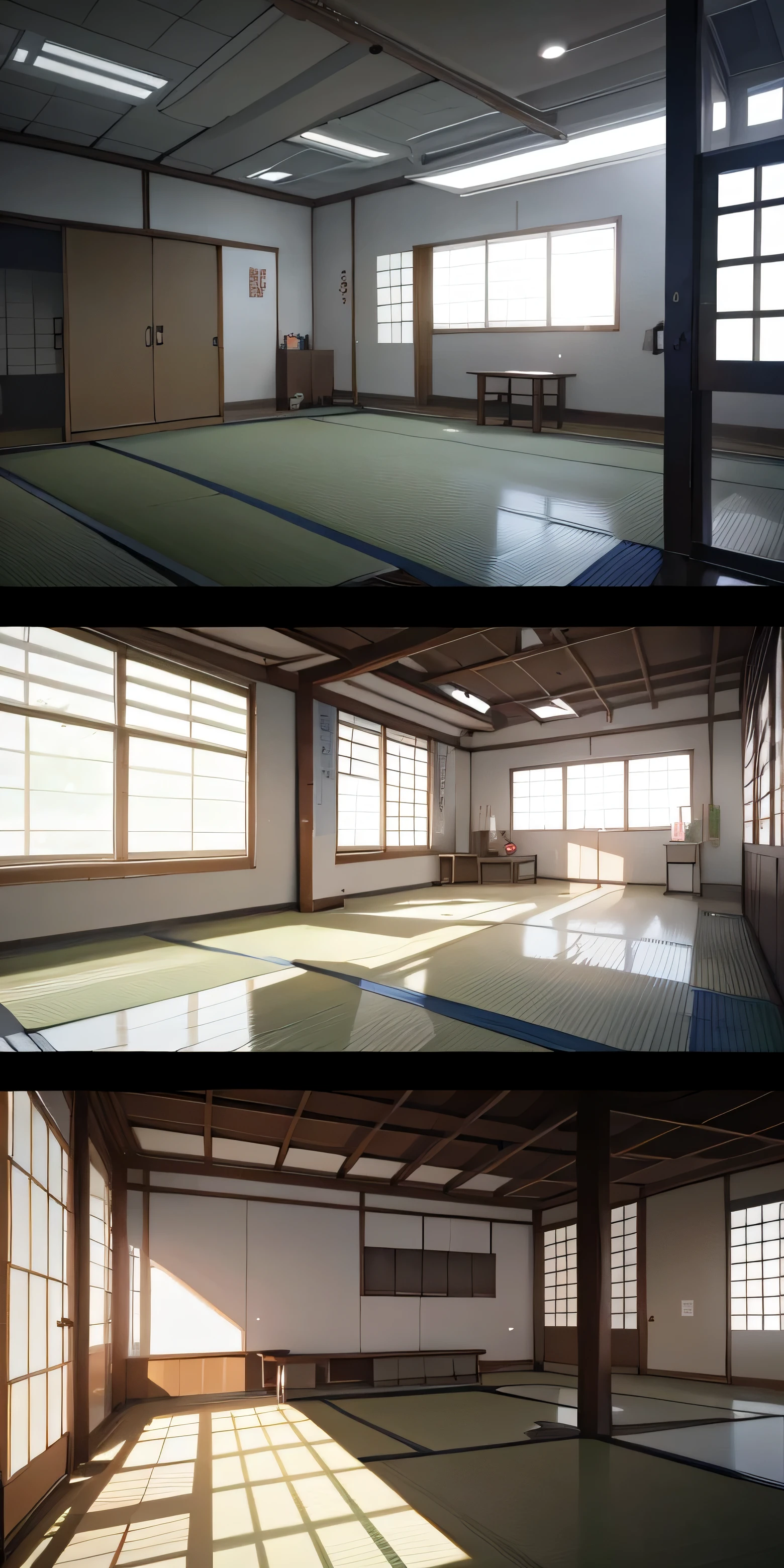 empty training room, Japanese manga, illustrations, 4K