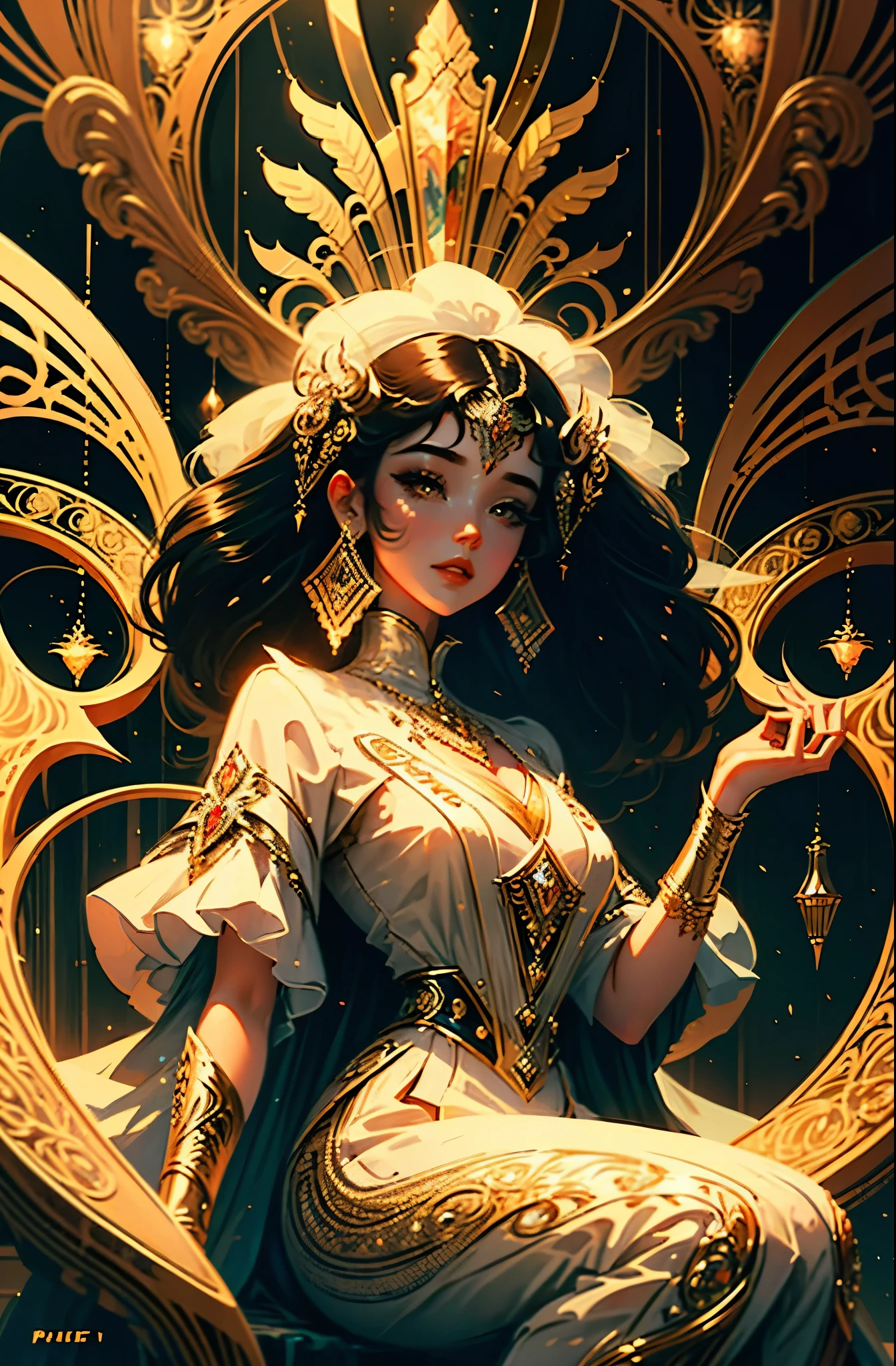 Beautiful woman in intricate Vintage Art Deco Outfit