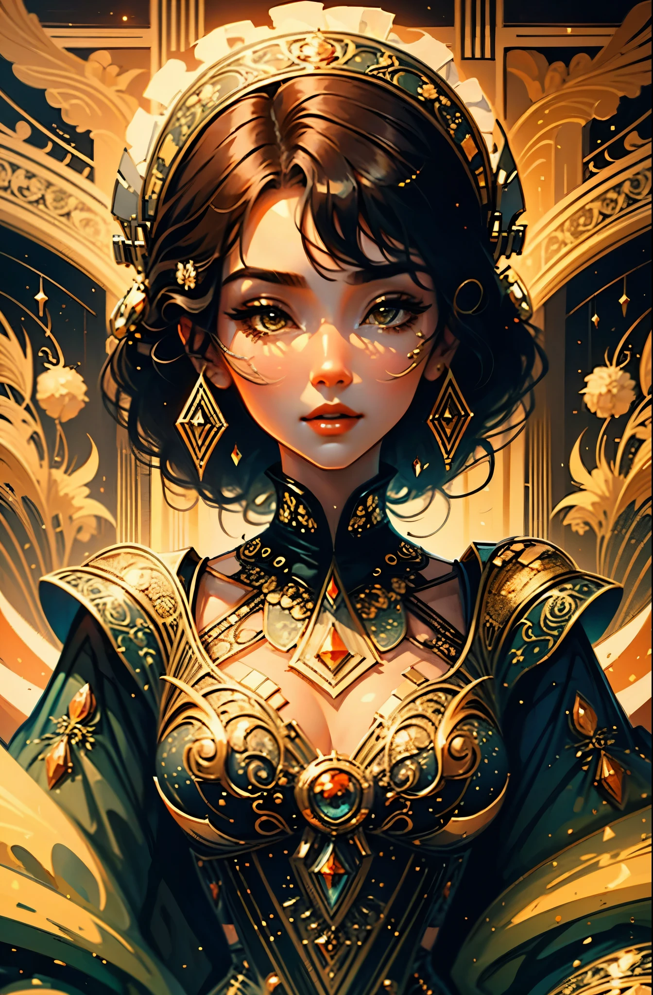 Beautiful woman in intricate Vintage Art Deco Outfit