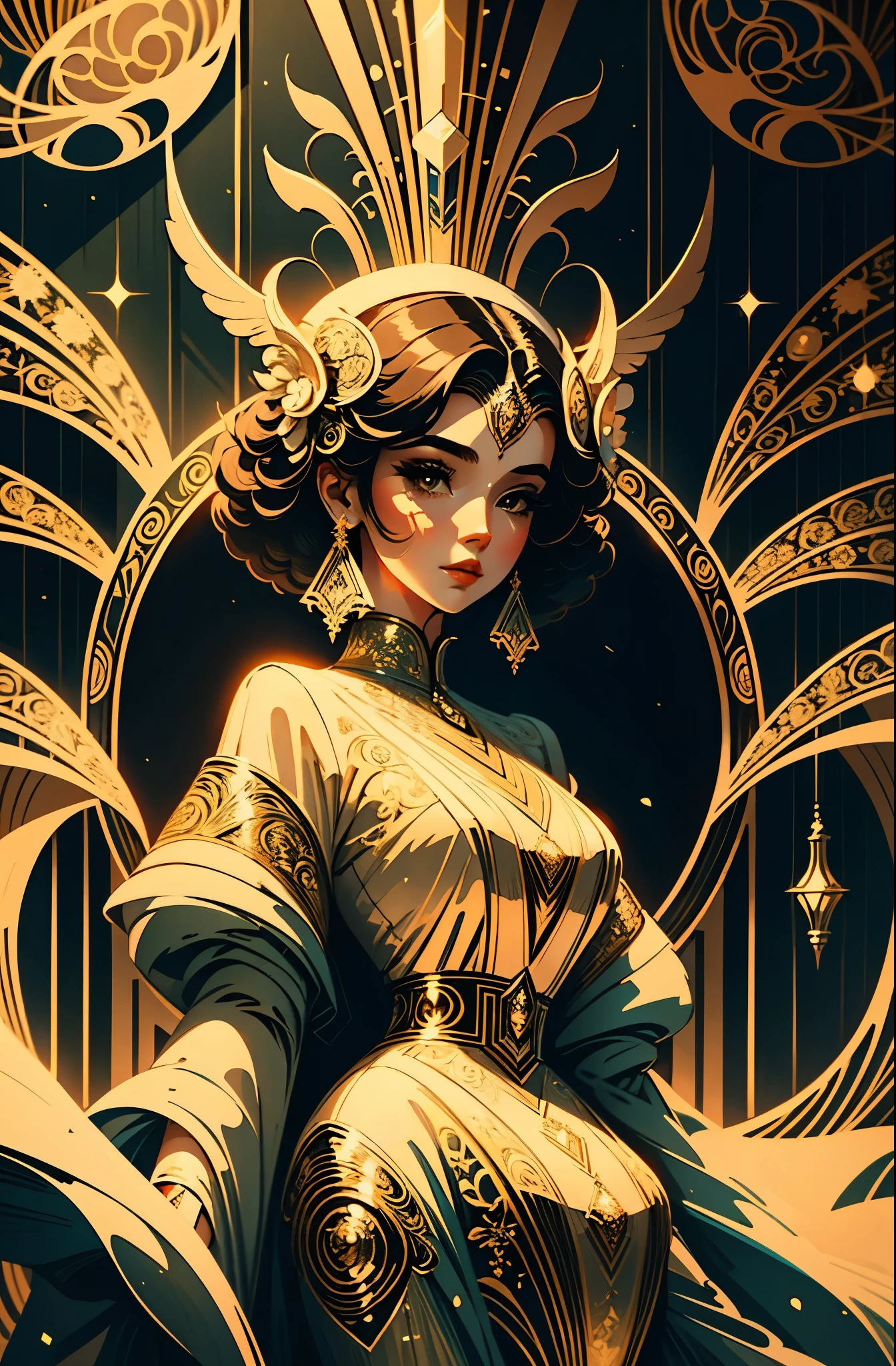 Beautiful woman in intricate Vintage Art Deco Outfit