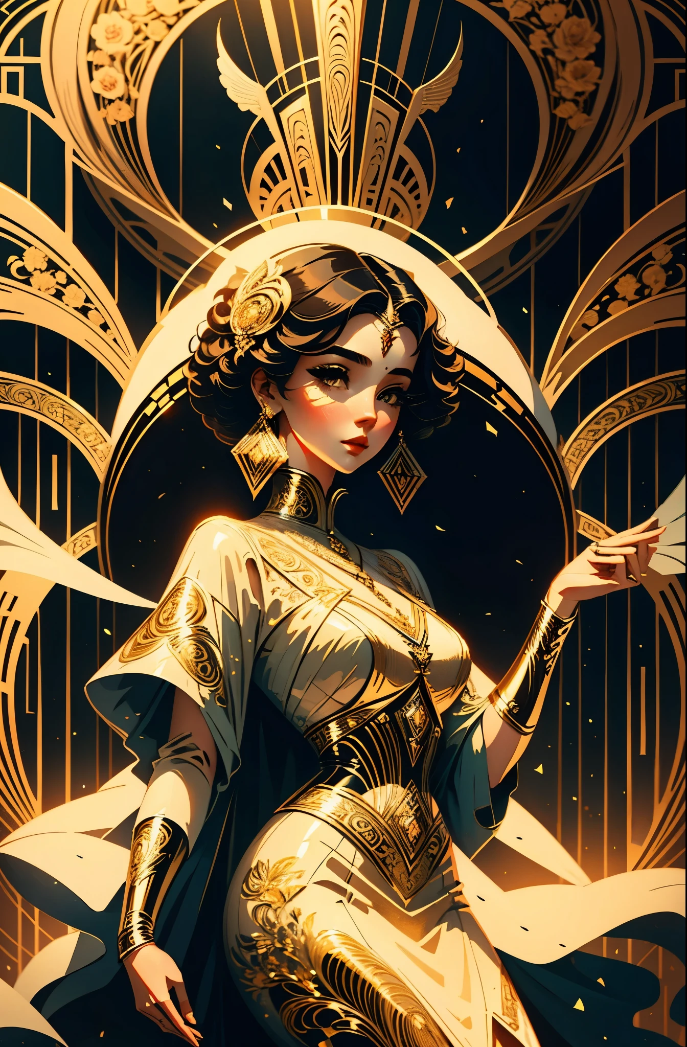 Beautiful woman in intricate Vintage Art Deco Outfit