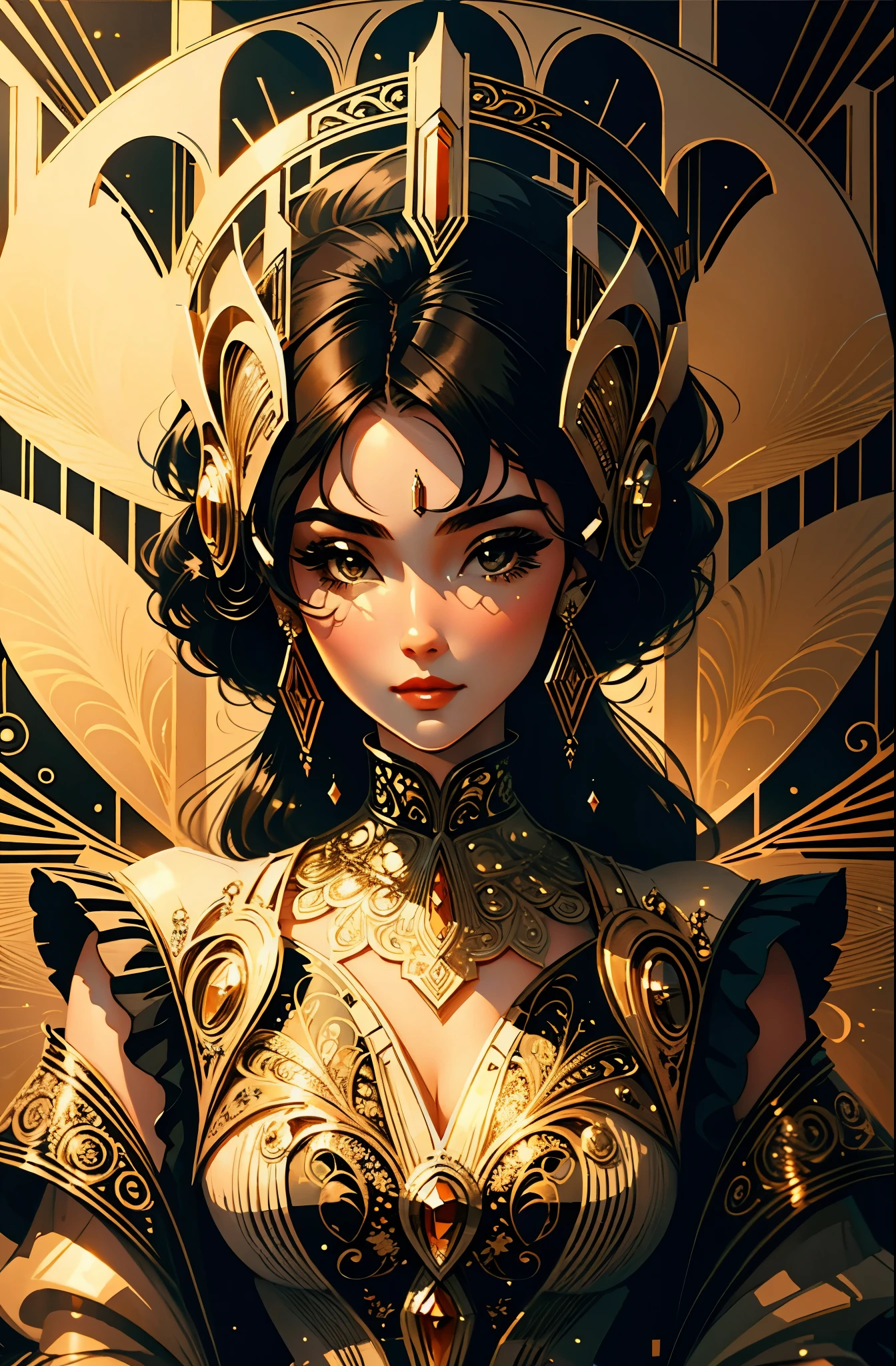 Beautiful woman in intricate Vintage Art Deco Outfit