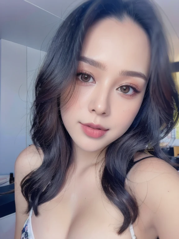 (realistic、masterpiece、Best Quality、8K、highres、high resolution:1.3)、1 girl、Gigantic breasts、white bikini、looking at viewers、super fine face and eyes、long hair、 upper body、