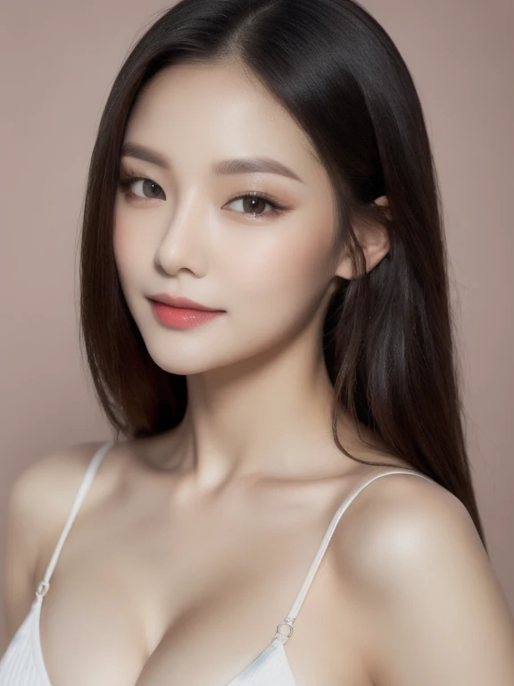 (realistic、masterpiece、Best Quality、8K、highres、high resolution:1.3)、1 girl、Huge breasts、white bikini、looking at viewers、super fine face and eyes、long hair、 upper body、