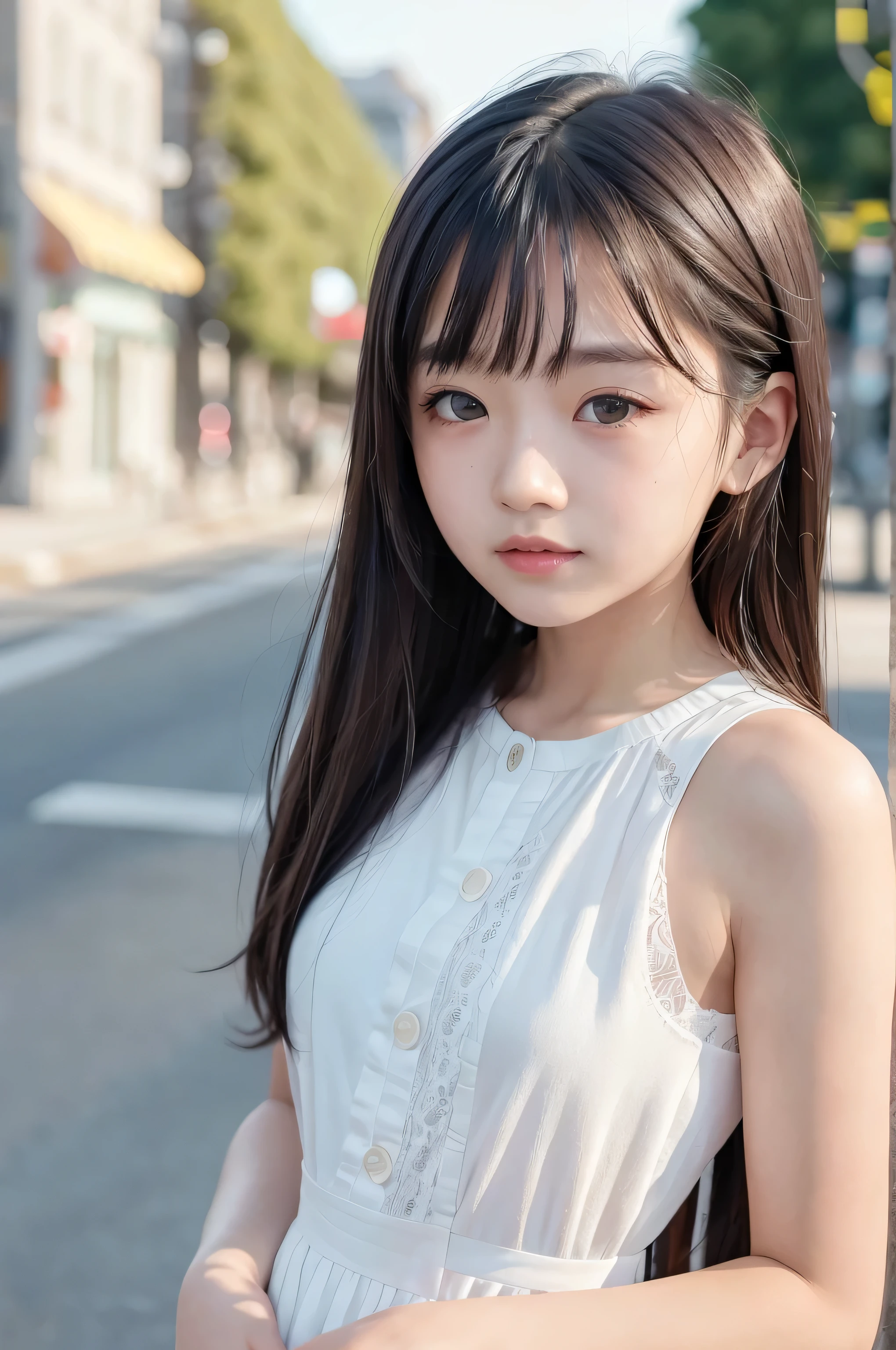 8K,Japanese,8-year-old,innocent face,girl,cute,black hair,hair clip,nude,young body,young face