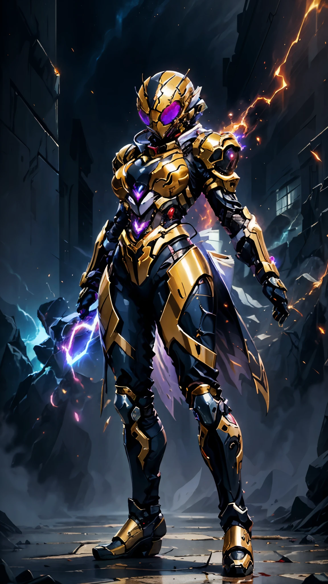 A woman adorned in fantasy-style full-body armor, a crown-concept fully enclosed helmet that unveils only her eyes, a composite layered chest plate, fully encompassing shoulder and hand guards, a lightweight waist armor, form-fitting shin guards, the overall design is heavy-duty yet flexible, ((the armor gleams with a golden glow, complemented by red and blue accents)), exhibiting a noble aura, she floats above a fantasy-surreal high-tech city, this character embodies a finely crafted fantasy-surreal style armored hero in anime style, exquisite and mature manga art style, (mixture of Queen bee and Spider concept Armor, plasma, blood), ((Element, energy, elegant, goddess, femminine:1.5)), metallic, high definition, best quality, highres, ultra-detailed, ultra-fine painting, extremely delicate, professional, anatomically correct, symmetrical face, extremely detailed eyes and face, high quality eyes, creativity, RAW photo, UHD, 32k, Natural light, cinematic lighting, masterpiece-anatomy-perfect, masterpiece:1.5