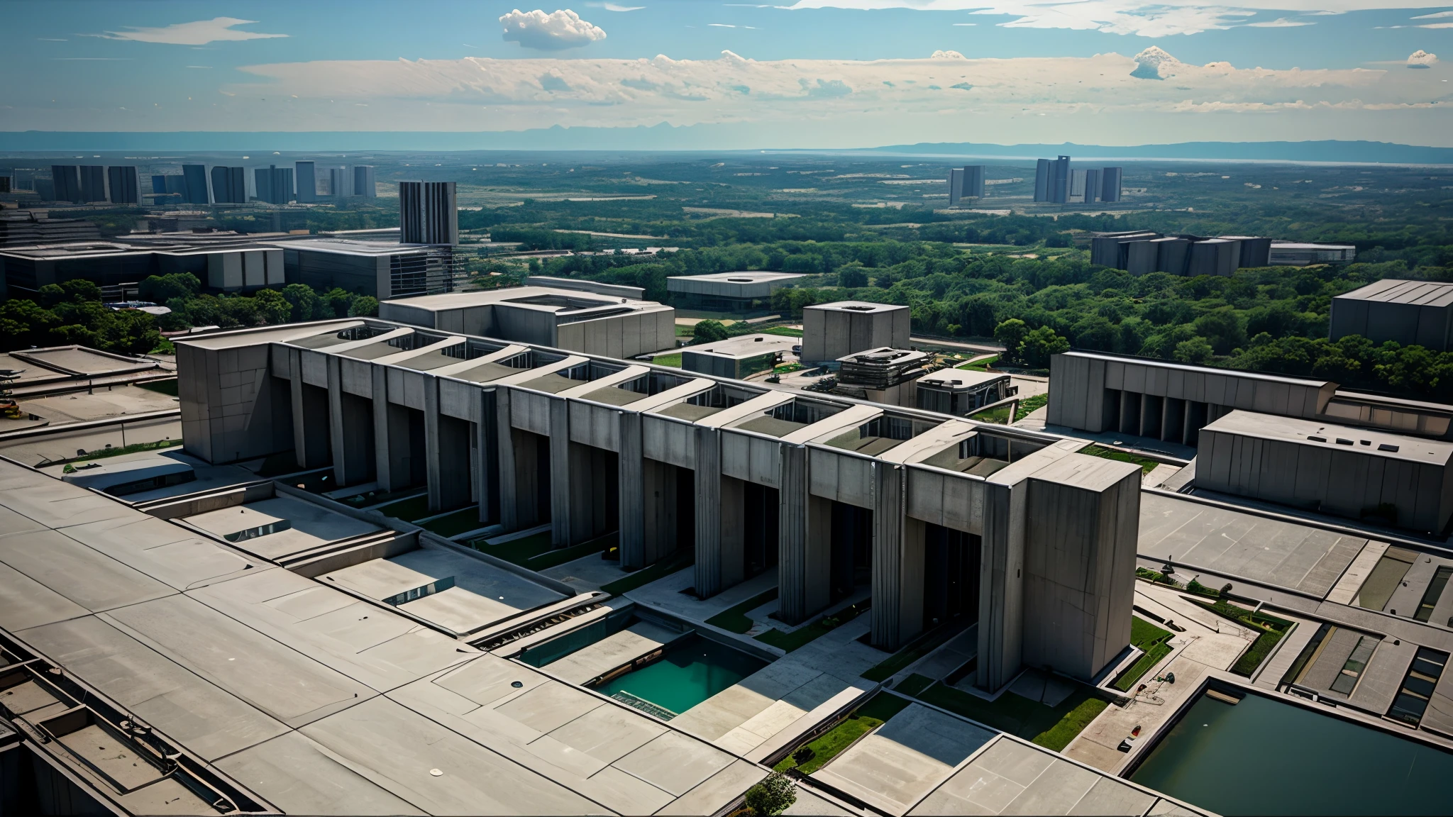 brutalist arcology from above