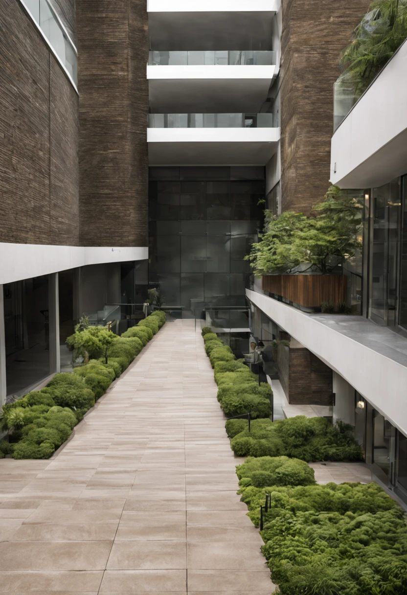 Walkways on the exterior of the building