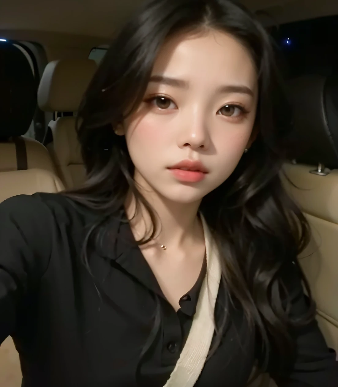 a closeup of a woman sitting in a car with a cell phone, Jennie rosa negra, heonhwa choe, muchacha coreana, hermosa mujer surcoreana, jisoo de blackpink, Jisoo de Blackpink, lee ji - eun, lee ji-eun, ulzzang, hermosa joven coreana, Hwang se - es, aparcar desde-min, sun yunjoo
