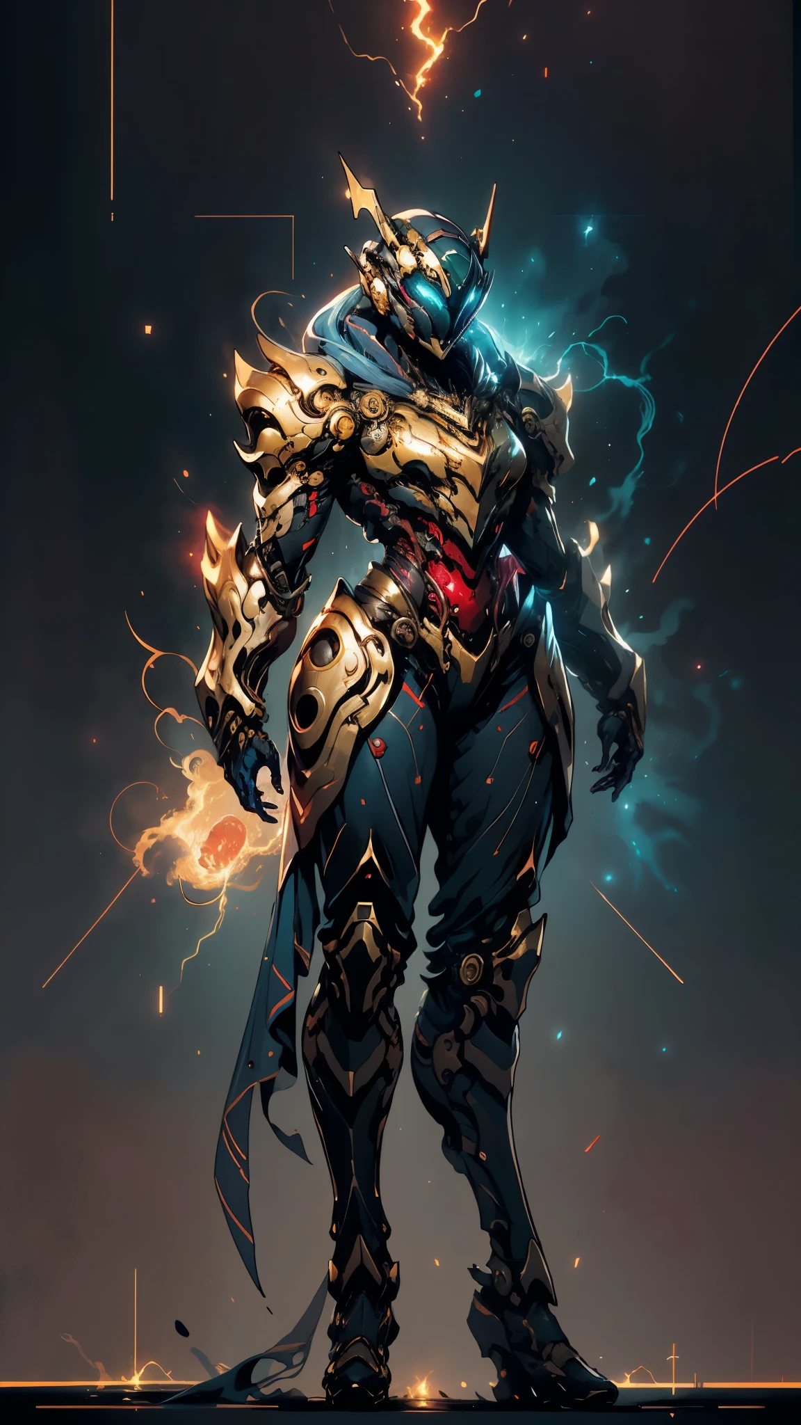 A woman adorned in fantasy-style full-body armor, a crown-concept fully enclosed helmet that unveils only her eyes, a composite layered chest plate, fully encompassing shoulder and hand guards, a lightweight waist armor, form-fitting shin guards, the overall design is heavy-duty yet flexible, ((the armor gleams with a golden glow, complemented by red and blue accents)), exhibiting a noble aura, she floats above a fantasy-surreal high-tech city, this character embodies a finely crafted fantasy-surreal style armored hero in anime style, exquisite and mature manga art style, (mixture of Queen bee and Spider concept Armor, plasma, blood), ((Element, energy, elegant, goddess, femminine:1.5)), metallic, high definition, best quality, highres, ultra-detailed, ultra-fine painting, extremely delicate, professional, anatomically correct, symmetrical face, extremely detailed eyes and face, high quality eyes, creativity, RAW photo, UHD, 32k, Natural light, cinematic lighting, masterpiece-anatomy-perfect, masterpiece:1.5