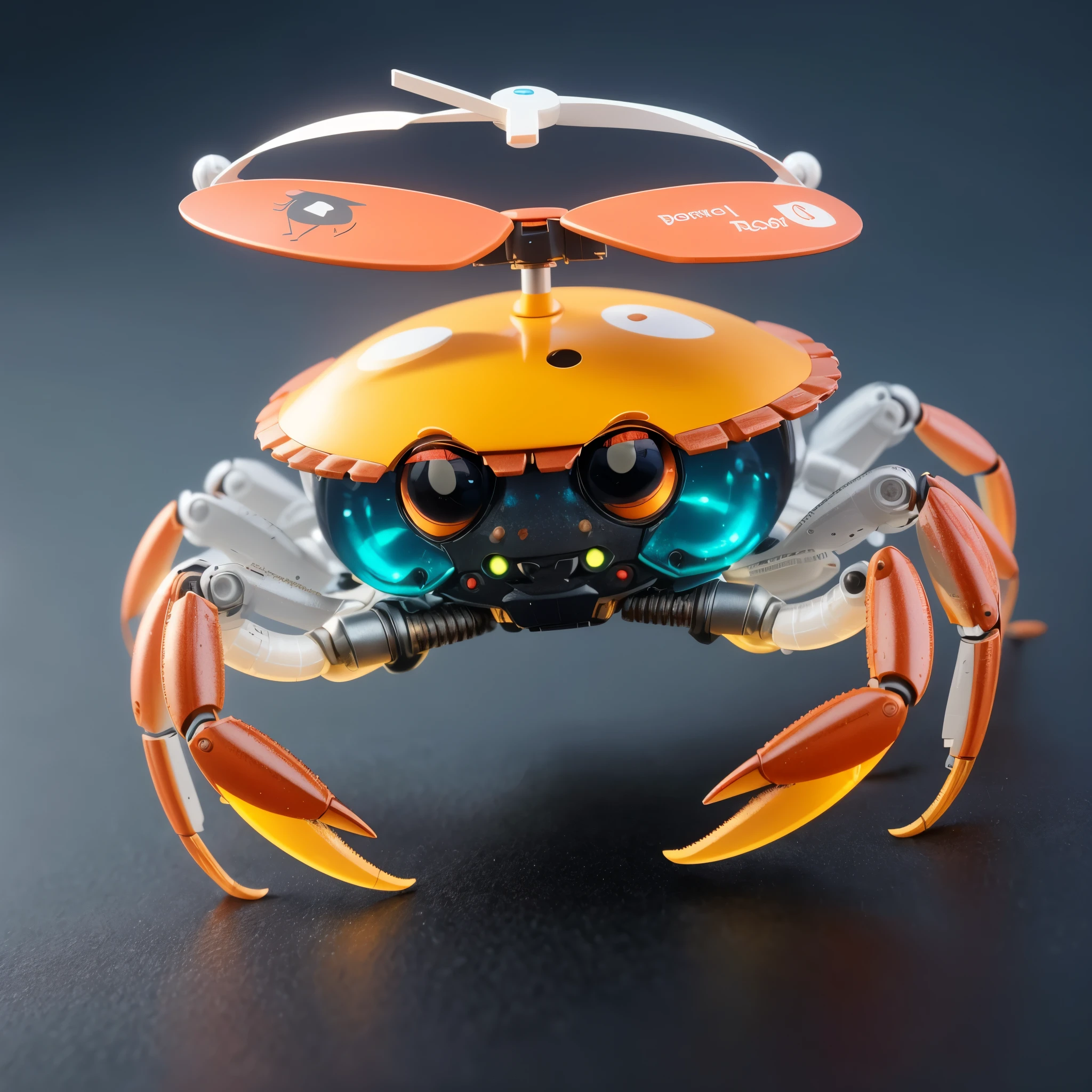 there is a Crab with a propeller on its head, mechanical Robot Octopus, anthropomorphic Crab, ultra realistic 3d illustration, Highly detailed toys, Crab, 3d octane rendering, 3d octane rendering, Depicted as 3D rendering, 4D cinema rendering, Rendering in cinema4d, 3d illustration, 3d illustration, Robot Octopus
