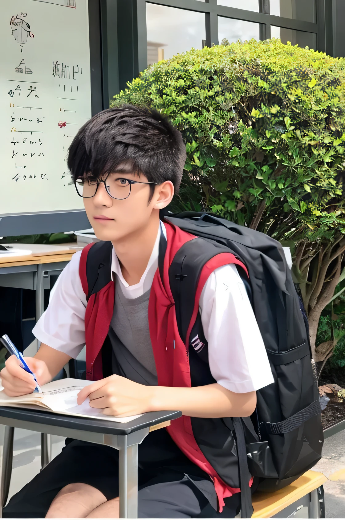 anime character,male college student,During class