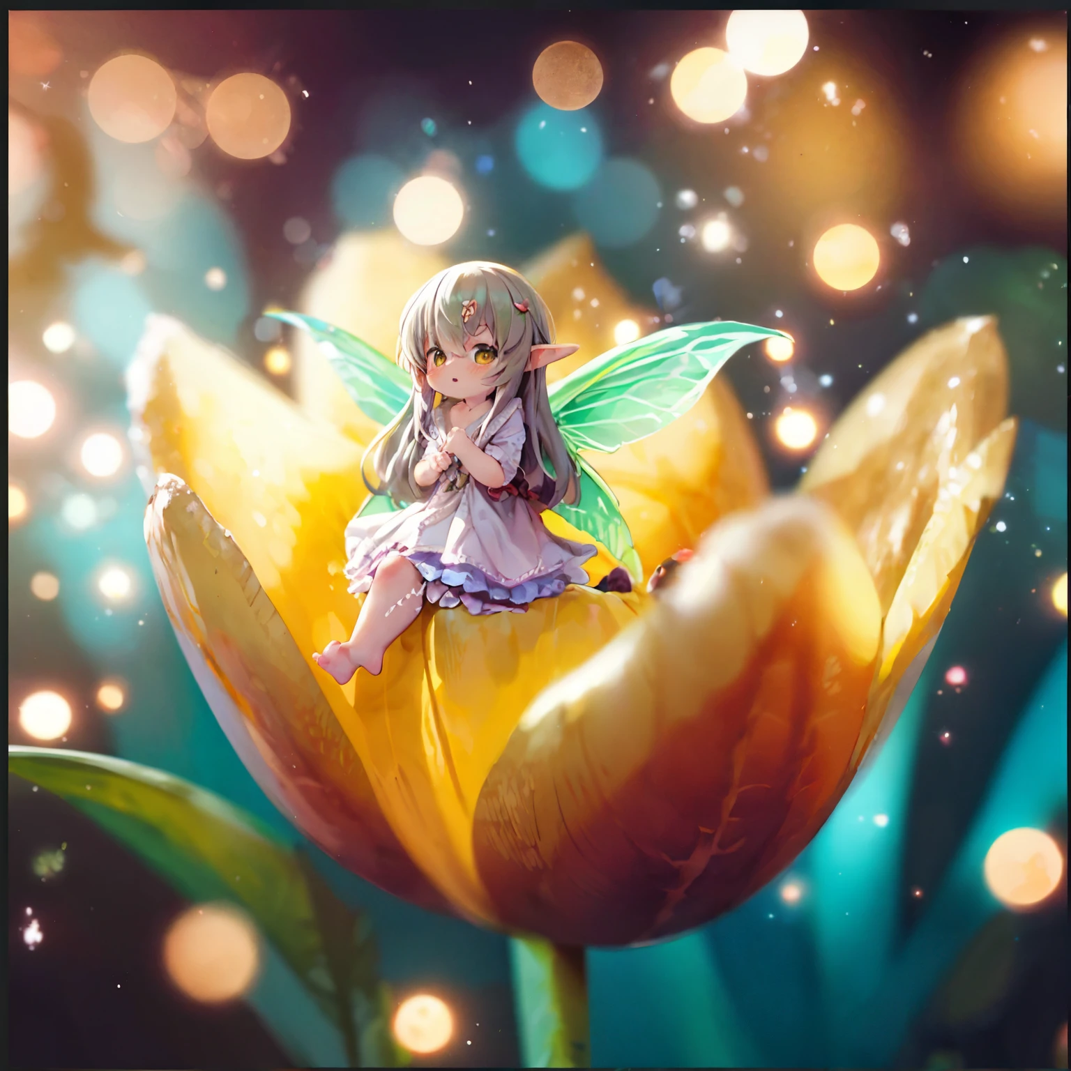 チューリップの中のちびgoblinは笑顔、there is a little goblin sitting on a flower with a goblin wings, space flower goblin, beautiful goblin, magical goblin background, cute digital art, goblinlike, cute 3d rendering, goblin, portrait of a goblin, goblin, 美しいgoblins, goblin magnificent, cute detailed digital art, portrait of goblin, goblin atmosphere, tiny goblins, 美しいgoblin
