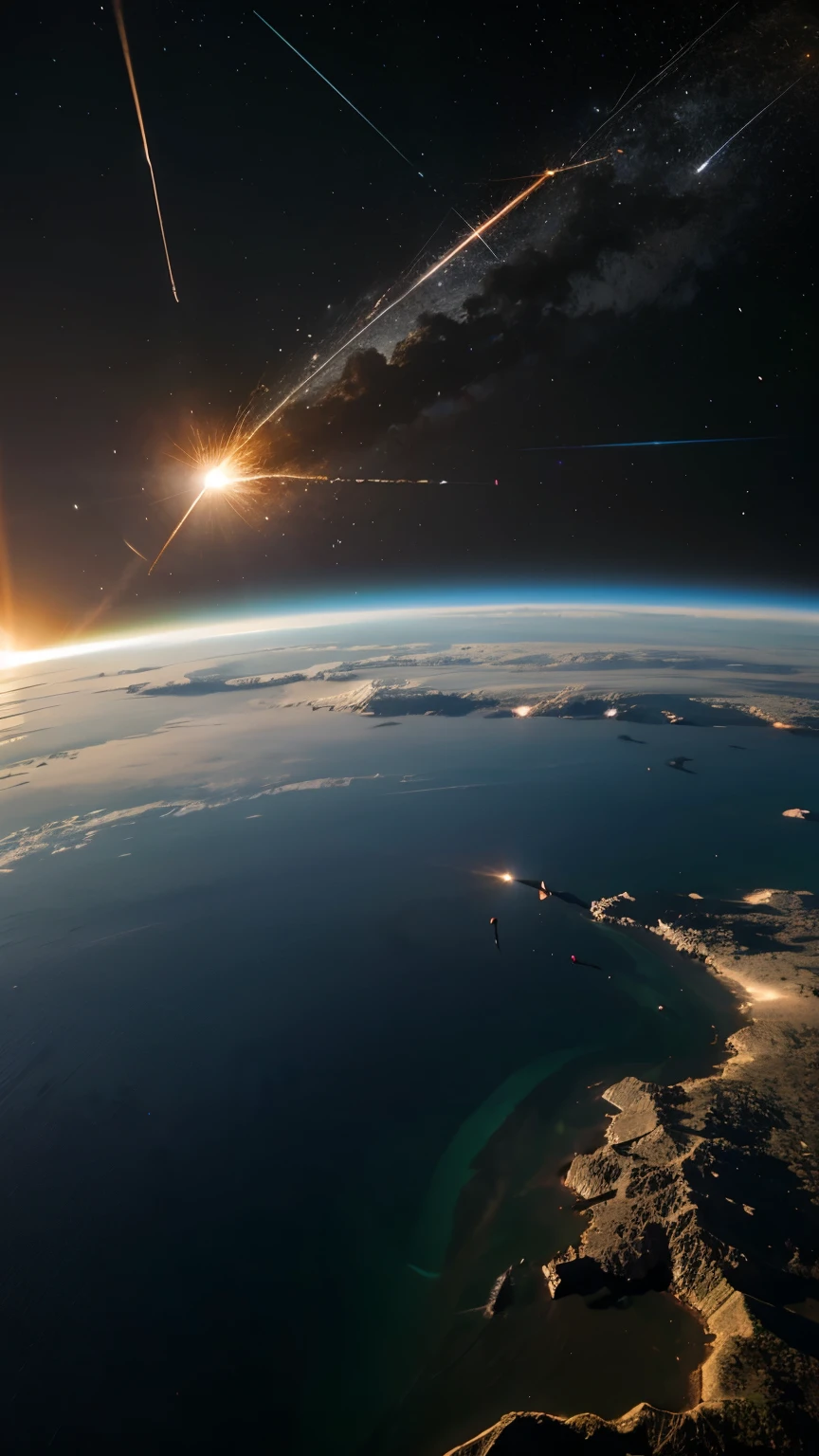 create an image of meteor colliding with the earth