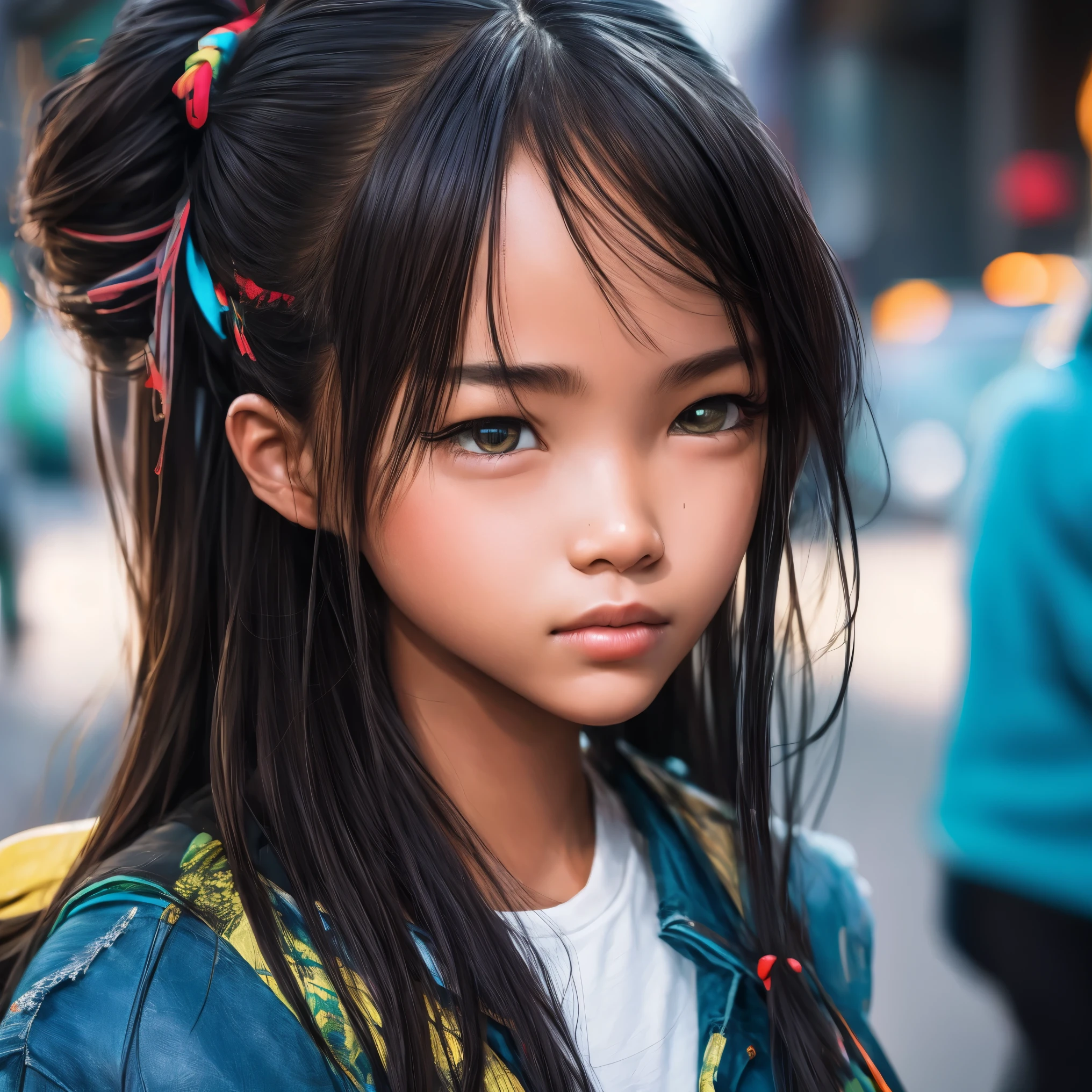 portrait girl ciberpunk in street