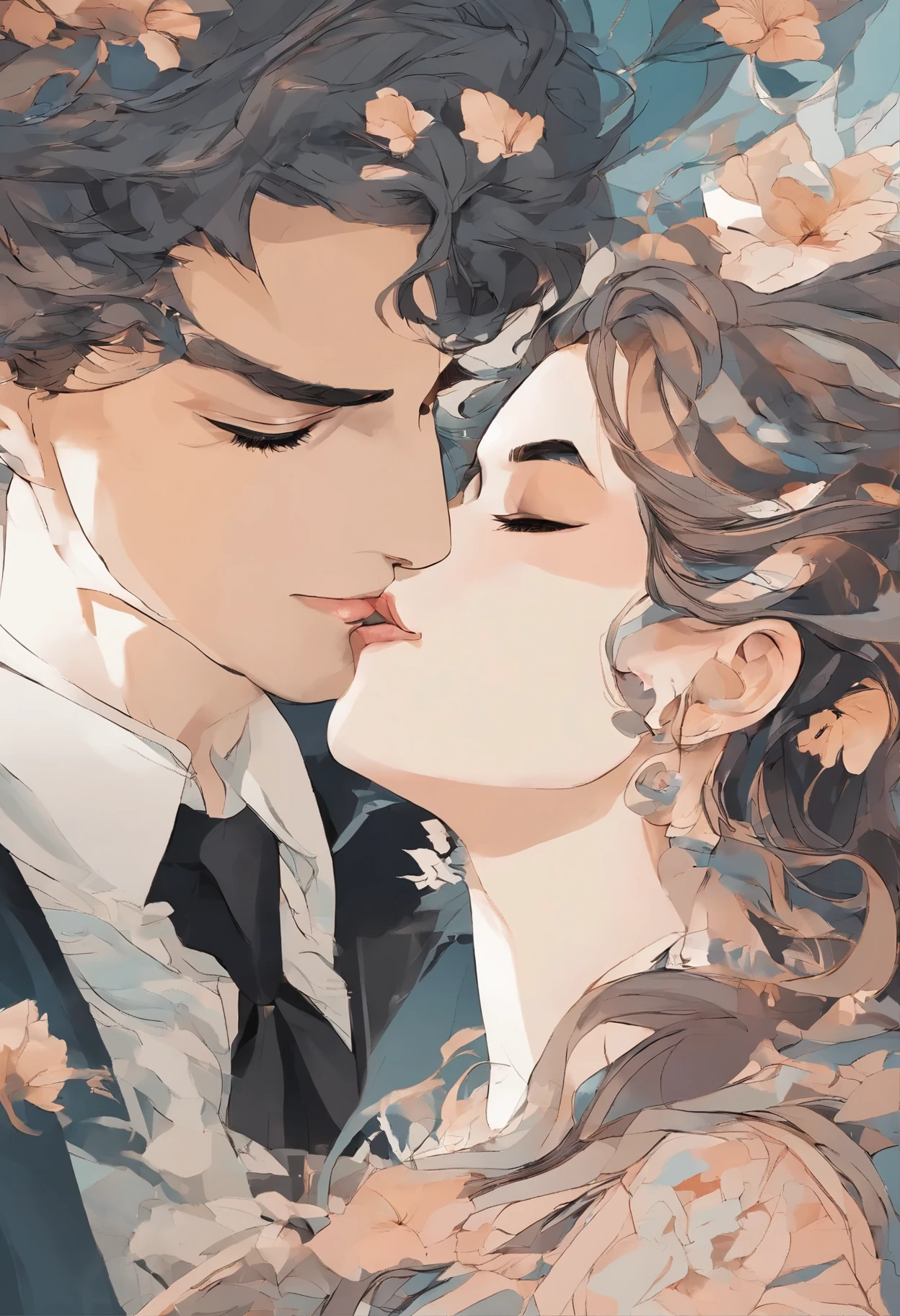 Craft a breathtaking 4K portrait in a captivating anime style, paying homage to the artistic genius of Greg Rutkowski. This medium shot glamour portrait depicts a couple deeply engaged in the experience of listening to music, lost in the captivating depths of each other's eyes. Through meticulous brushstrokes on the canvas, their emotions are immortalized in a vibrant painting that exudes passion and connection. The stunning level of detail and intricacy achieved in this artwork elevates it to an unrivaled level of excellence, where even the tiniest nuances of their expressions and the delicate strands of their hair are flawlessly rendered. With its rich colors, expert shading, and the glowing warmth emanating from their gaze, this masterful creation transports viewers into an enchanting world of love and intimacy.