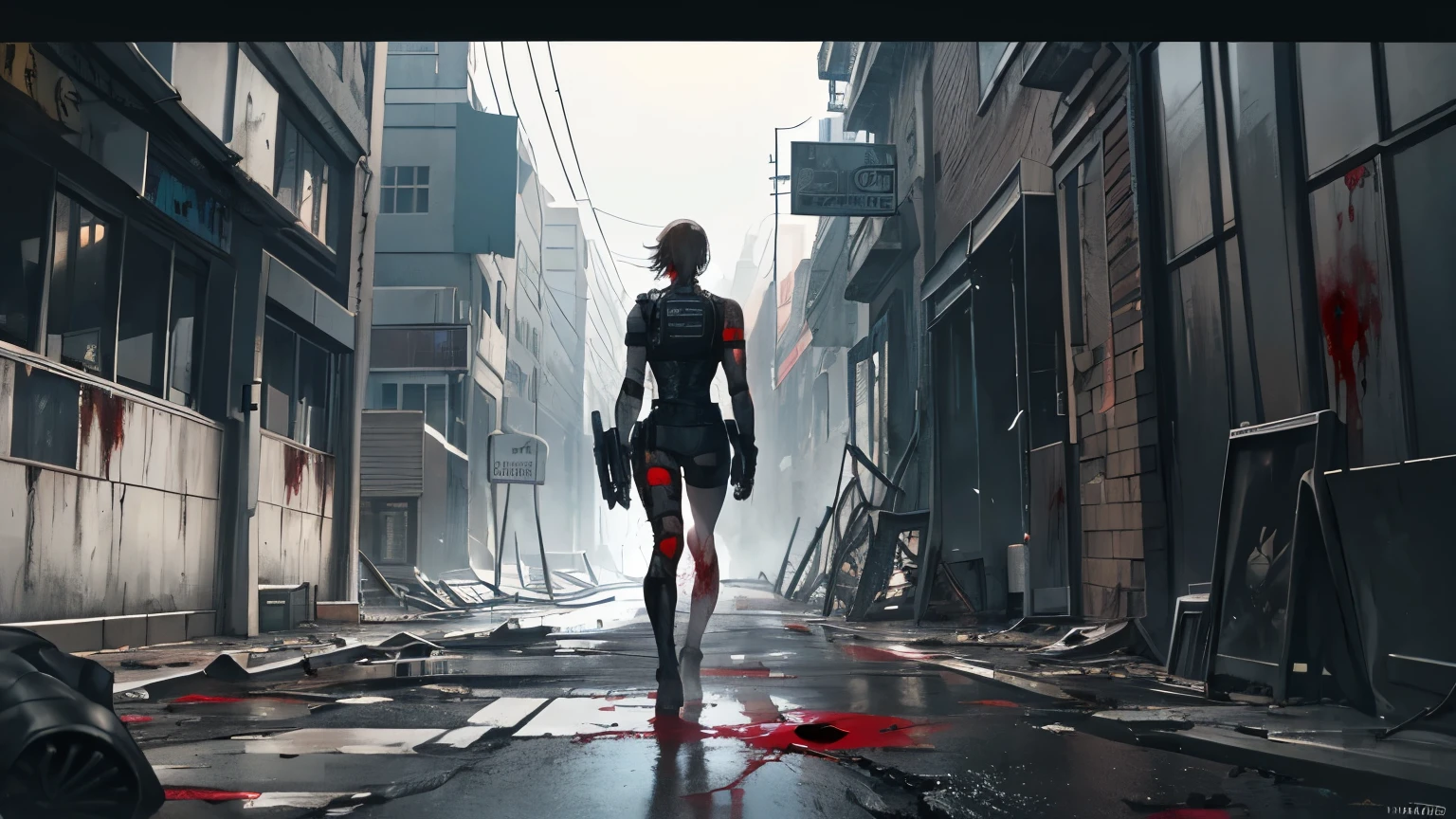 The messy streets of the end of the world，infected person，t virus，resident Evil，bloody streets，dusk，Genetic mutations