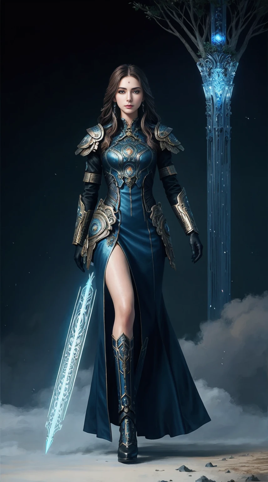 (((full body photo)))  8k portrait of beautiful cyborg with brown hair，iintricate，ellegance，Highly meticulous，captivating blue eyes，A majestic，Digital photography，The artistic germination and art of Ruan Jia and Greg Rutkovsky Surrealist painting lace，brokenglass，（tmasterpiece，Sideslit，exquisite and beautiful eyes：1.2 ), Human Development Report,