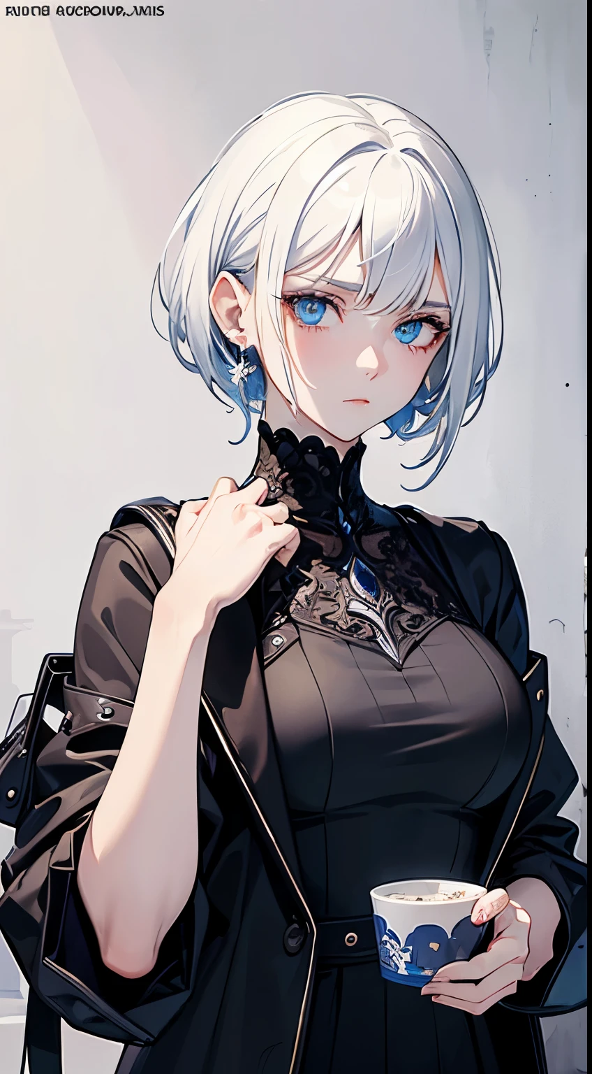 (best quality,4k,8k,highres,masterpiece:1.2),ultra-detailed,(realistic,photorealistic,photo-realistic:1.37),portrait,studio lighting,professional,model,girl with short hair,wolfcut hair,grey hair,beautiful detailed eyes,beautiful detailed lips,extremely detailed eyes and face,long eyelashes,fashion model,crop top,stylish outfit,casual,sassy expression,clean backdrop,close up,half body,neutral background,high fashion aesthetics,sharp focus,vivid colors,subtle contrast,understated elegance,modern,contemporary,classy,confidence vibes