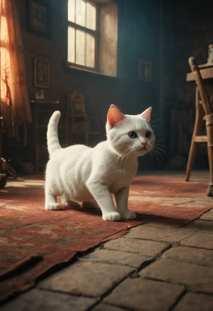 ((Film Shot/movie shot/movie shots)), white cat and kitten,
. (best quality,highres:1.2),(realistic:1.37),(HDR,UHD,stunning:1.1)film shot, (cinematic:1.2)composition, (dramatic,emotional:1.3)lighting, (atmospheric:1.2)setting, (dynamic,motion:1.1)director's vision, (beautiful,poetic:1.1)visual storytelling, (meticulous:detailed)objects, (nostalgic,vintage:0.9)color grading, (depth:1.05)of field,(cinematography) techniques, (wide-angle,panoramic:0.9)perspective, (sharp,focused:1.1)foreground, (suspenseful:1.1)background, (intense,vibrant:1.1)colors, (subtle)grain, (artistic,creative)composition.