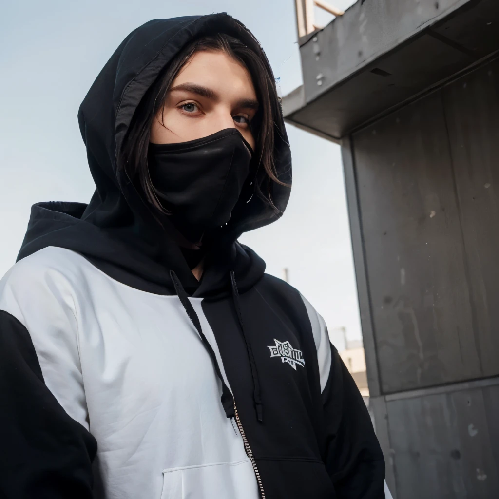 Male now 23 and 7’4 with a white and black doll mask and black hoodie and sweatpants attempt suicide more than once and cuts wrists but hides it w/ hoodie.
Black and blue eyes
Black hair
Sleeper build
Sharp jaw line