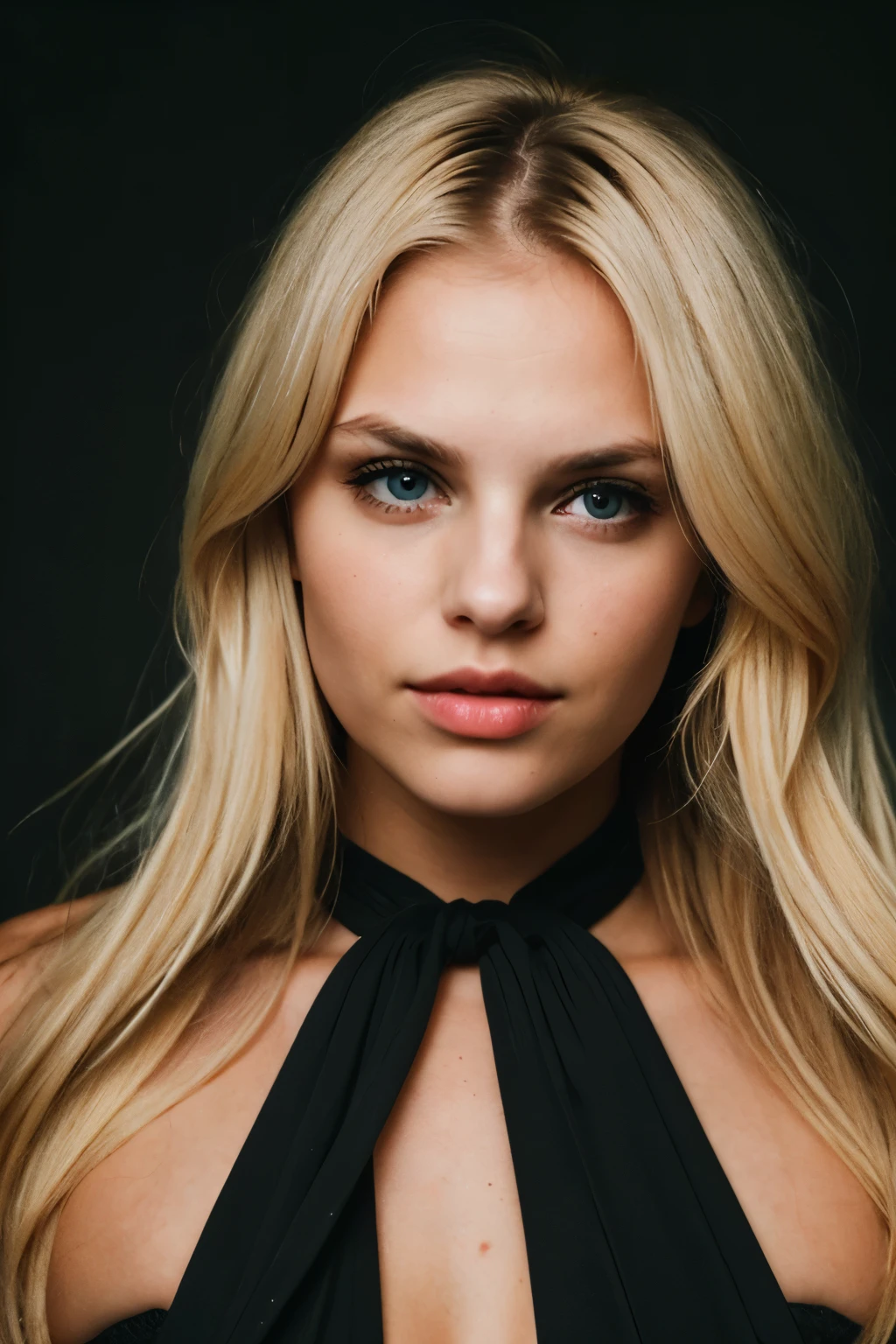 super cute blonde woman in dark theme