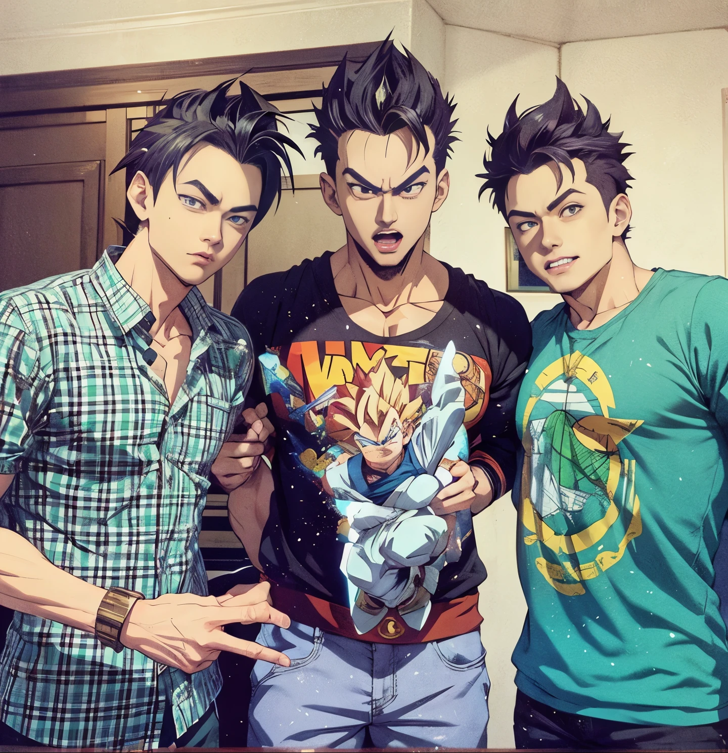 3 Homens, Estilo Anime, Dragon Ball Z, Goku, Vegeta, Gohan, super Saiyan, Saiyajin, 