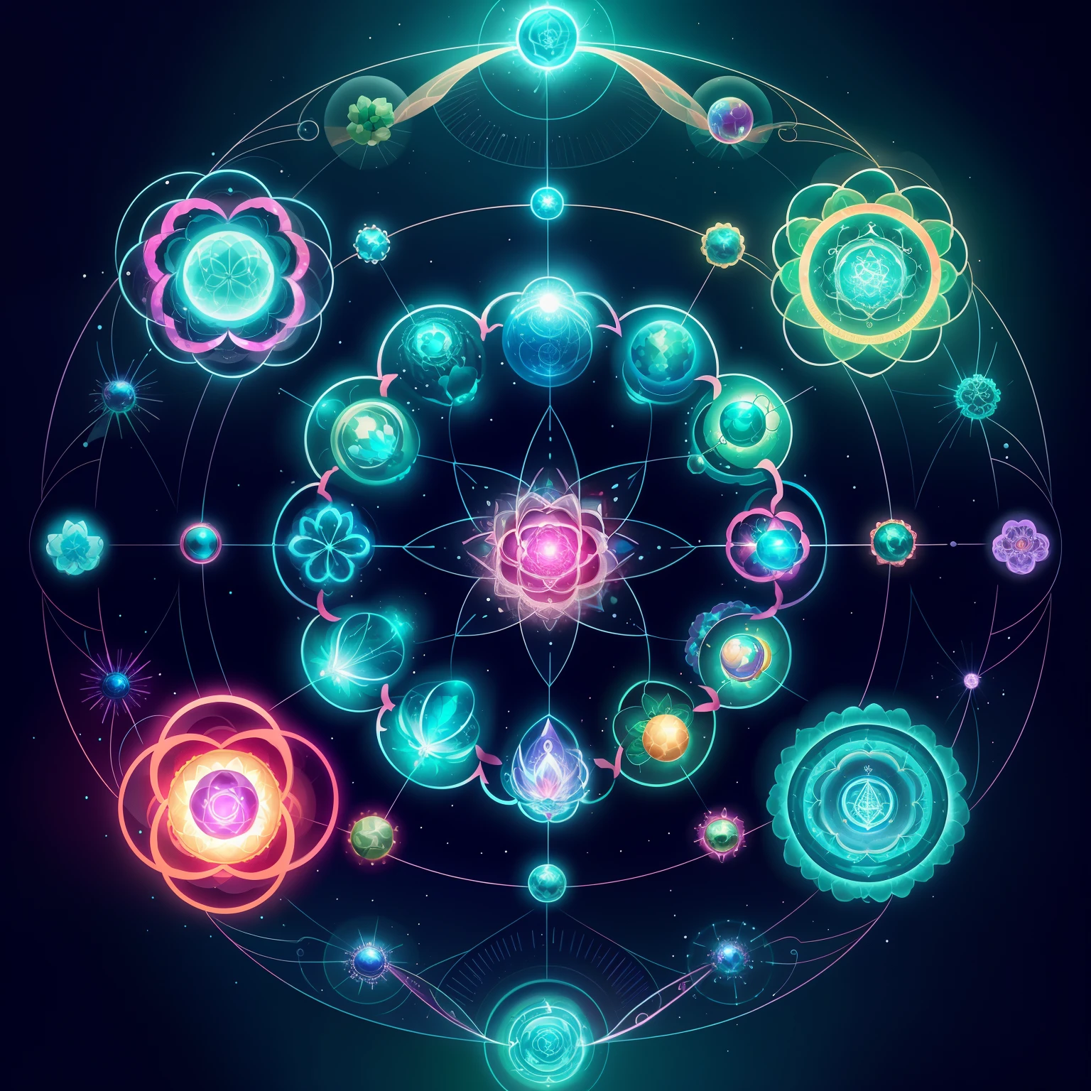 a close up of a glass with a flower inside of it, the nucleus, atom, torus energy, digital illustration radiating, akashic, alchemical, energy spheres, quantum deep magic, quantum, ajna chakra, energy core, sacred fractal structures, alchemical still, alchemic, luminous nebula, within radiate connection, sacred geometry melting