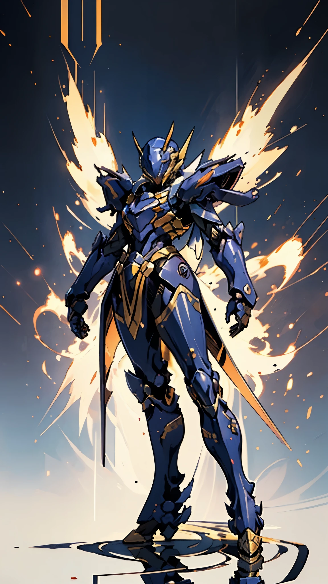 A woman adorned in fantasy-style full-body armor, a crown-concept fully enclosed helmet that unveils only her eyes, a composite layered chest plate, fully encompassing shoulder and hand guards, a lightweight waist armor, form-fitting shin guards, the overall design is heavy-duty yet flexible, ((the armor gleams with a golden glow, complemented by red and blue accents)), exhibiting a noble aura, she floats above a fantasy-surreal high-tech city, this character embodies a finely crafted fantasy-surreal style armored hero in anime style, exquisite and mature manga art style, (mixture of Queen bee and Spider concept Armor, plasma, blood), ((Element, energy, elegant, goddess, femminine:1.5)), metallic, high definition, best quality, highres, ultra-detailed, ultra-fine painting, extremely delicate, professional, anatomically correct, symmetrical face, extremely detailed eyes and face, high quality eyes, creativity, RAW photo, UHD, 32k, Natural light, cinematic lighting, masterpiece-anatomy-perfect, masterpiece:1.5