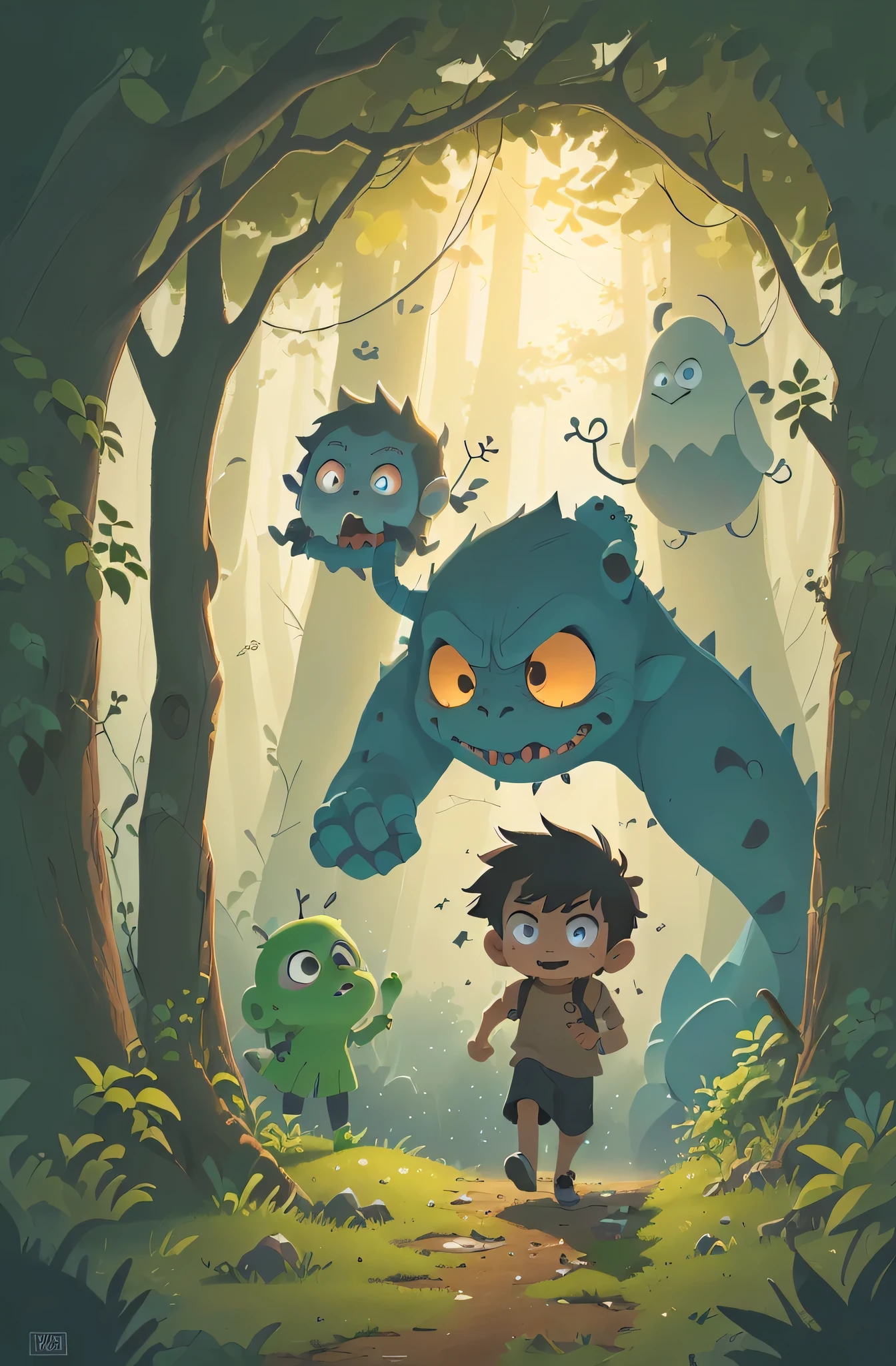 monster and ,night,dark,witch,venture,dark,run away