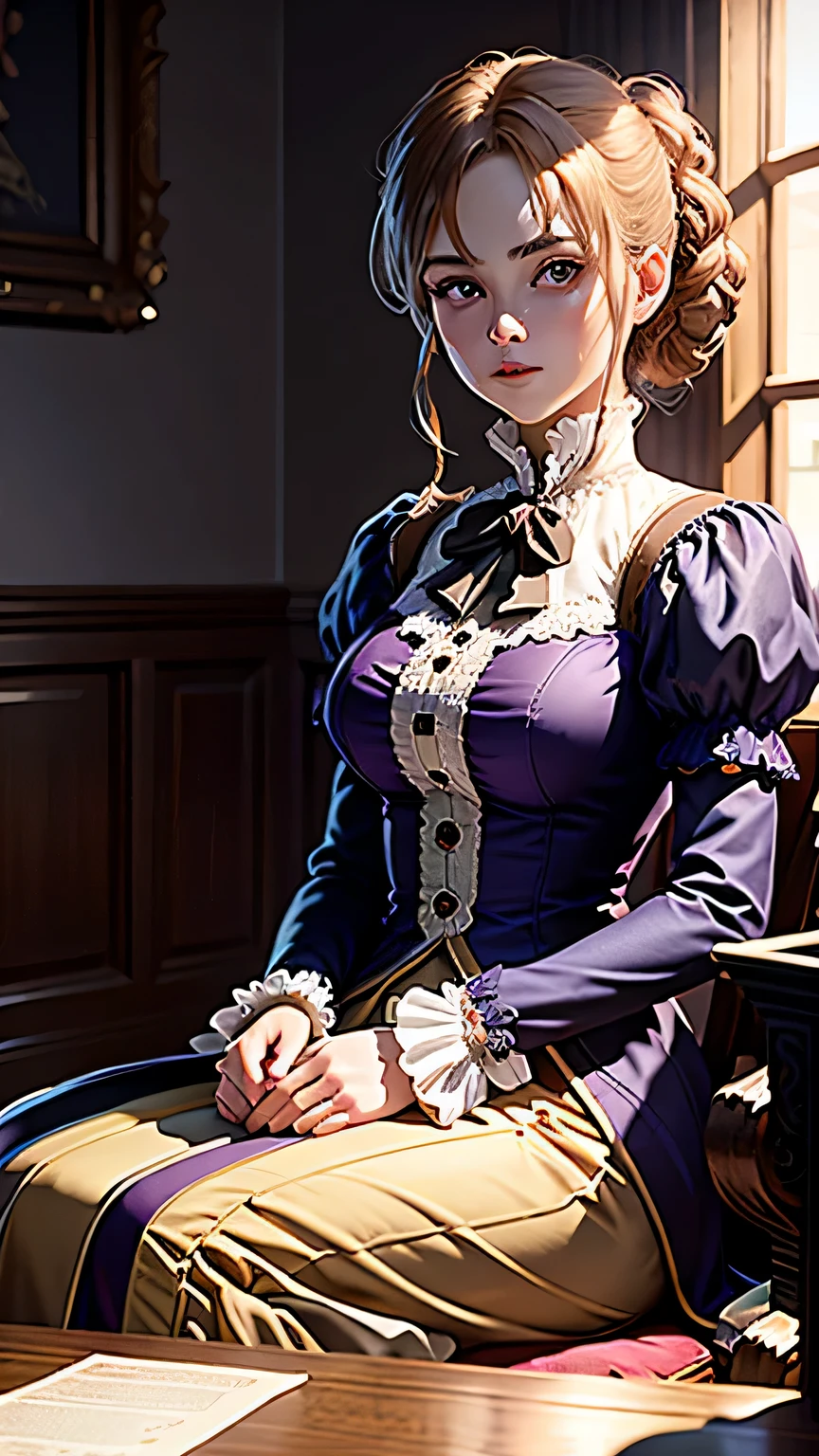 masterpiece, highest quality, (8K wallpaper that integrates high-definition CG), (highest quality), (Best Illustration), (best shadow), (Stable diffusion model), violet evergarden, Sparkling, beautiful, victorian style bedroom, dynamic lighting, written boundary depth