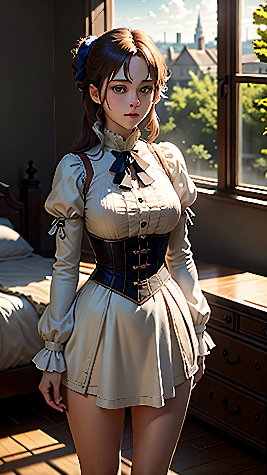 masterpiece, highest quality, (8K wallpaper that integrates high-definition CG), (highest quality), (Best Illustration), (best shadow), (Stable diffusion model), violet evergarden, Sparkling, beautiful, victorian style bedroom, dynamic lighting, written boundary depth