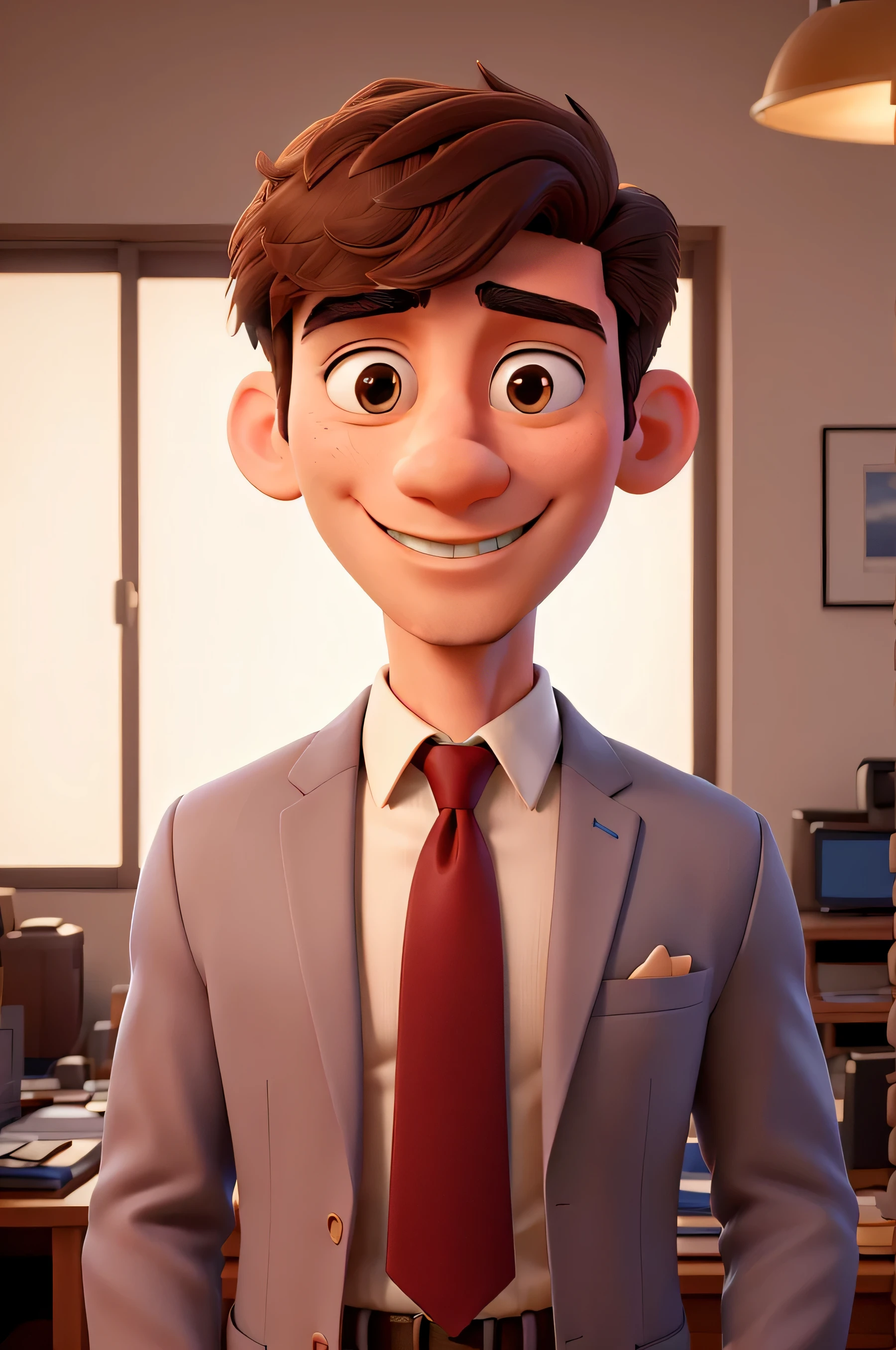 masterpiece, best quality, Cool man, bank employee, wearing a blue tie, handsome, facial details, Asian nose, brown eyes, sweet smile, dashing and handsome