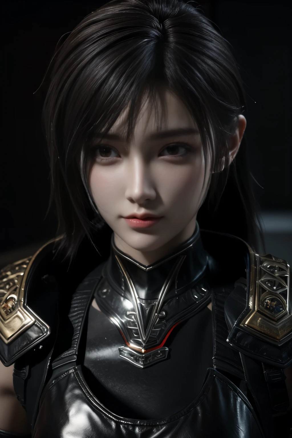 Game art，The best picture quality，Highest resolution，8K，(Portrait:1.5)，(Head close-up)，(Rule of thirds)，Unreal Engine 5 rendering works， (The Girl of the Future)，(Female Warrior)， 
20-year-old girl，An eye rich in detail，(Big breasts)，Elegant and noble，indifferent，brave，
(Future style combat suit combining the characteristics of ancient armor，Ancient runes of light，Combat accessories with rich details，Metallic luster)，Future police，cyberpunk characters，

photo poses，simple background，Movie lights，Ray tracing，Game CG，((3D Unreal Engine))，OC rendering reflection pattern